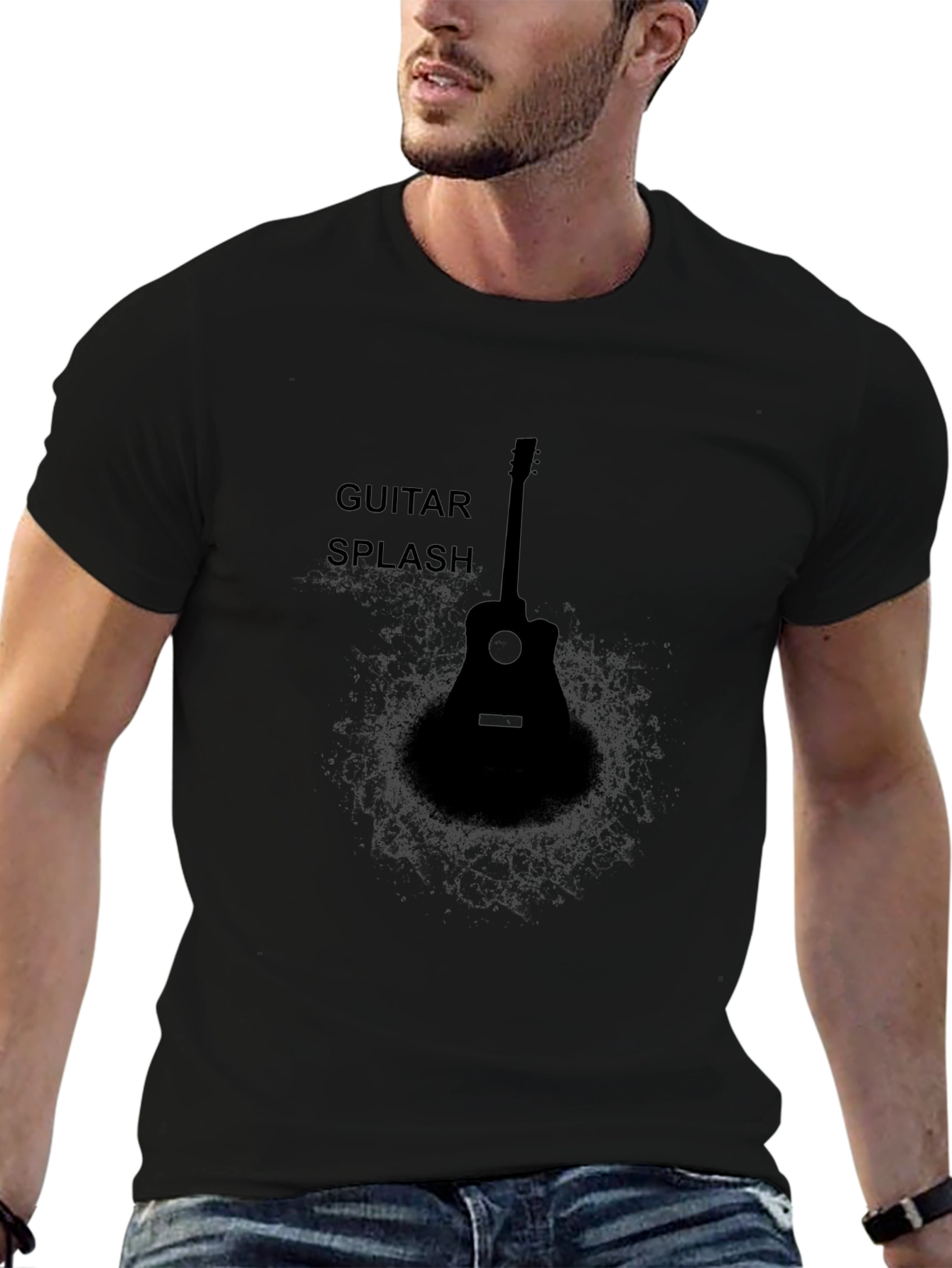 Guitar Splash Graphic T-Shirt - Black