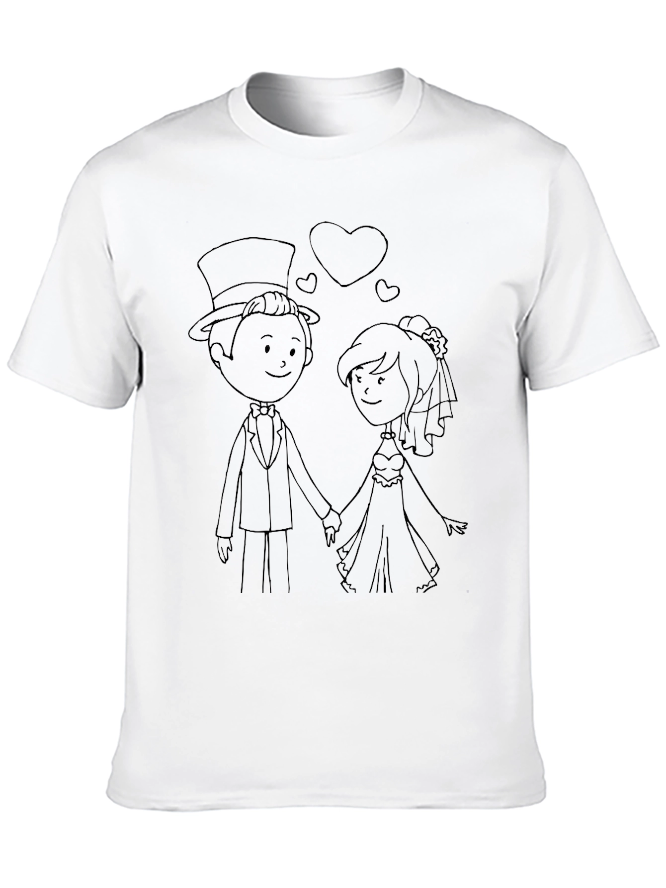 Wedding Couple Cartoon Graphic T-Shirt