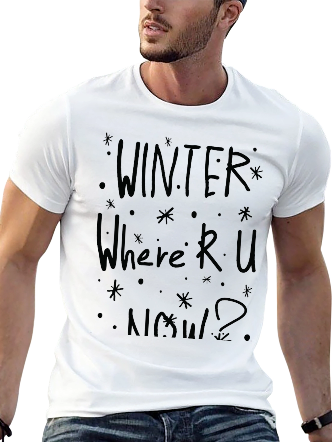 Winter Where R U Now? Black Graphic T-Shirt