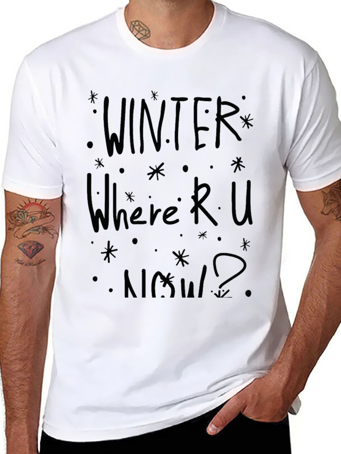 Winter Where R U Now? Black Graphic T-Shirt
