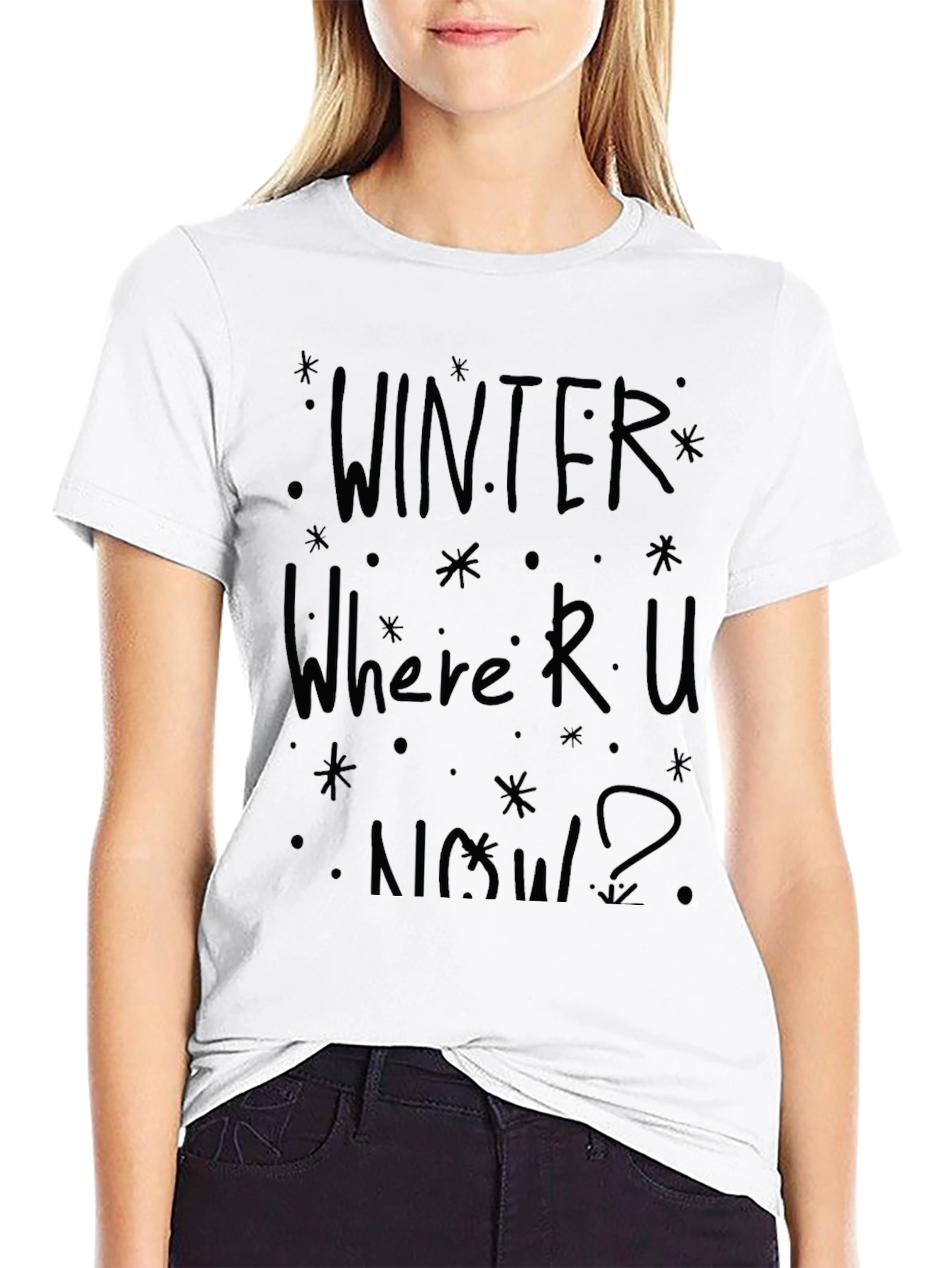 Winter Where R U Now? Black Graphic T-Shirt