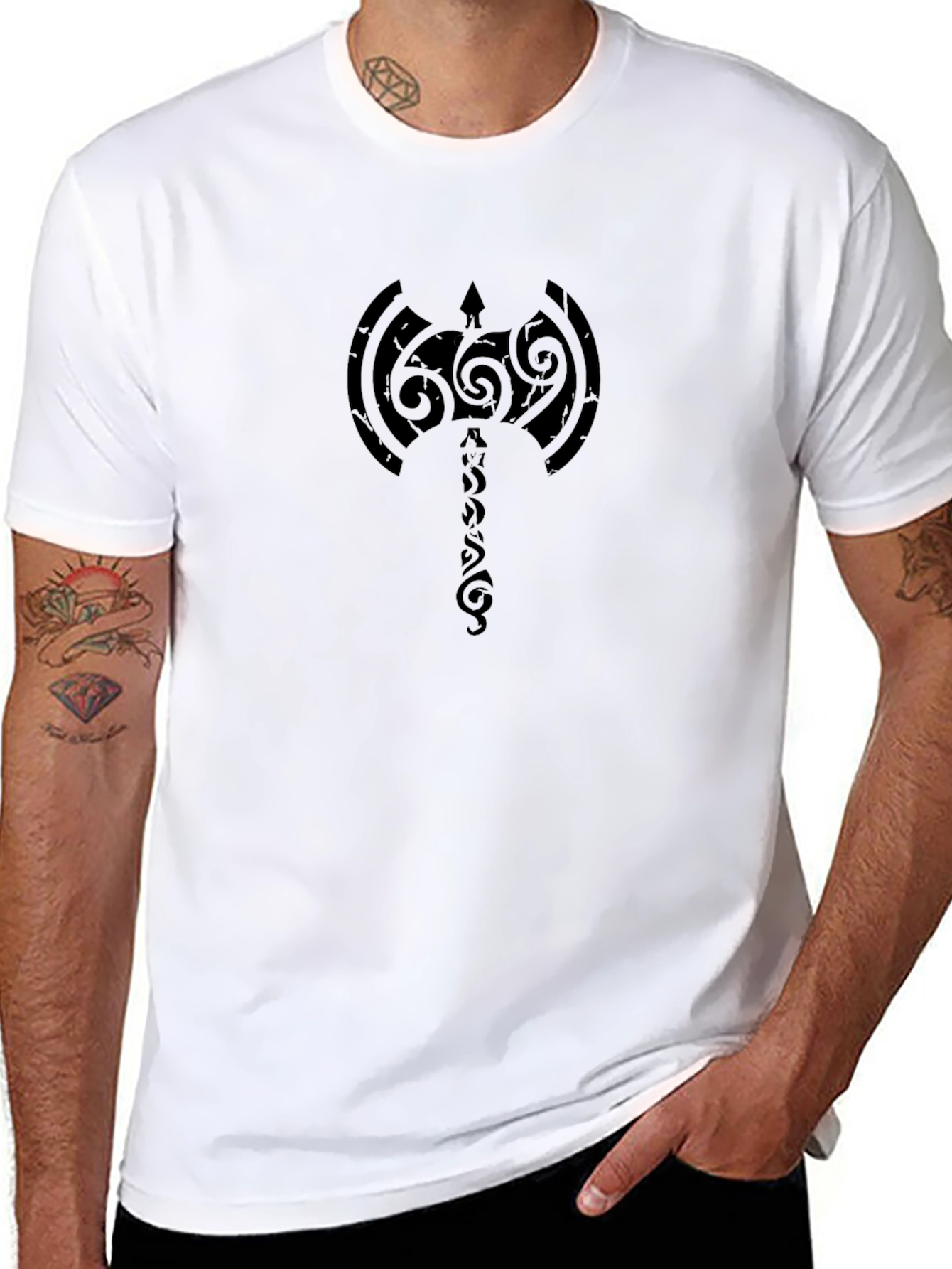Tribal Axe Black T-Shirt - Viking Inspired