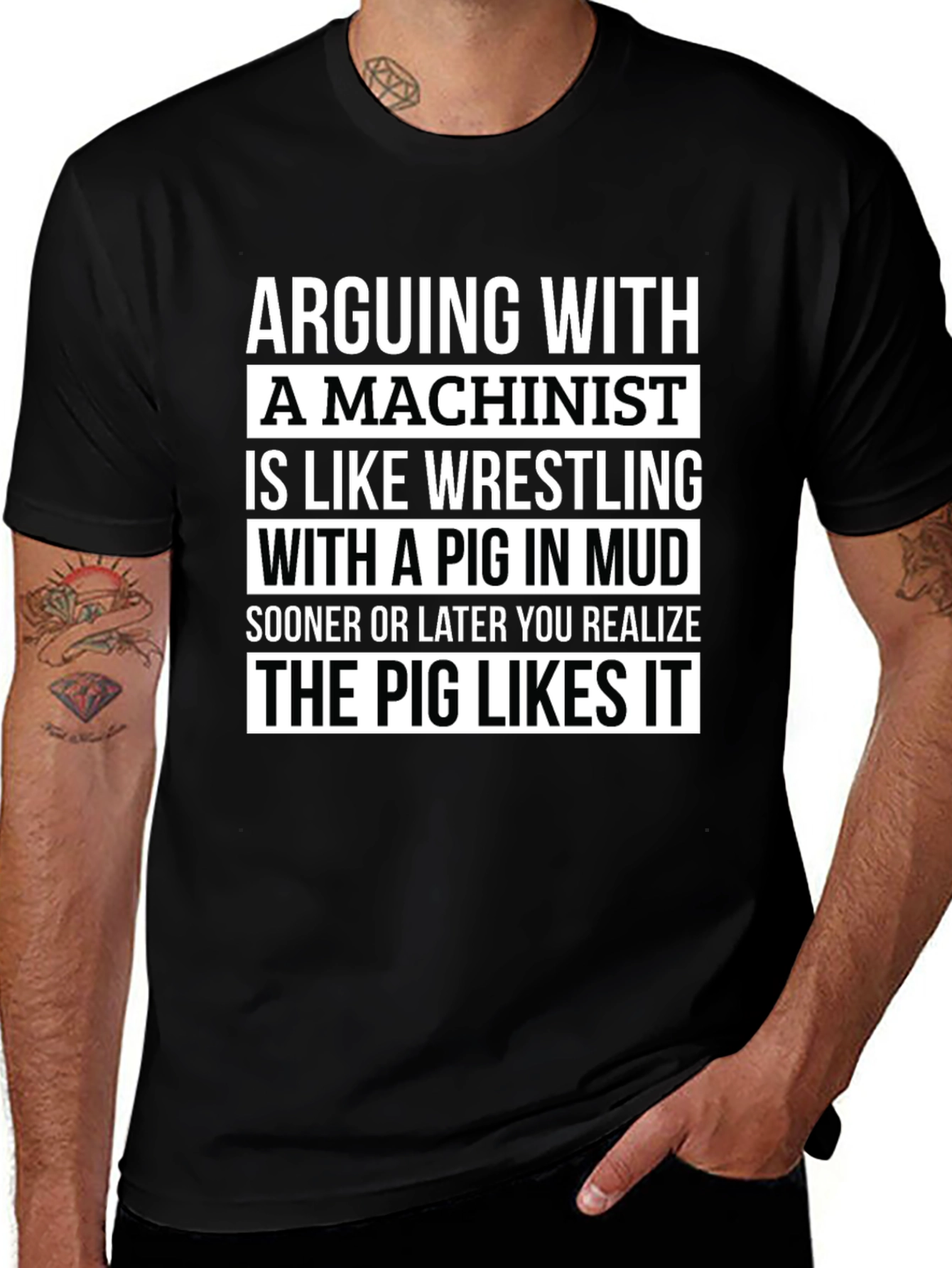 Machinist Pig in Mud T-Shirt - Funny Machining Tee