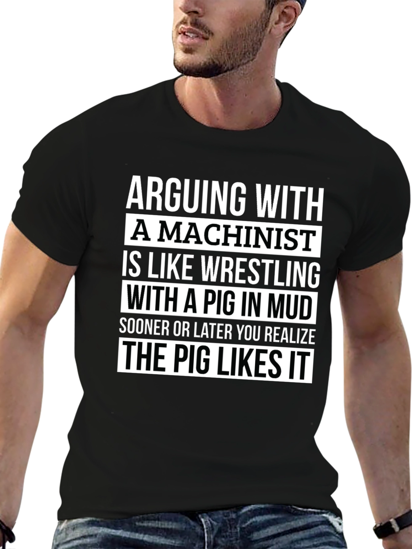 Machinist Pig in Mud T-Shirt - Funny Machining Tee