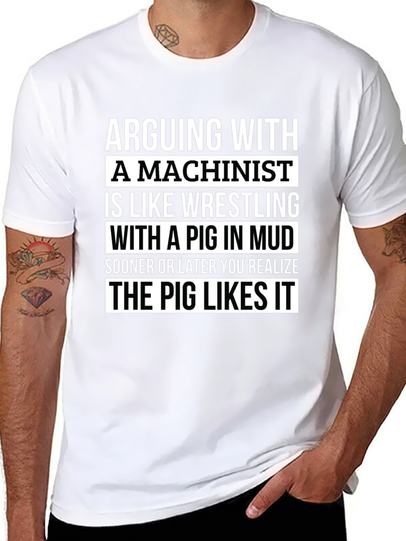 Machinist Pig in Mud T-Shirt - Funny Machining Tee