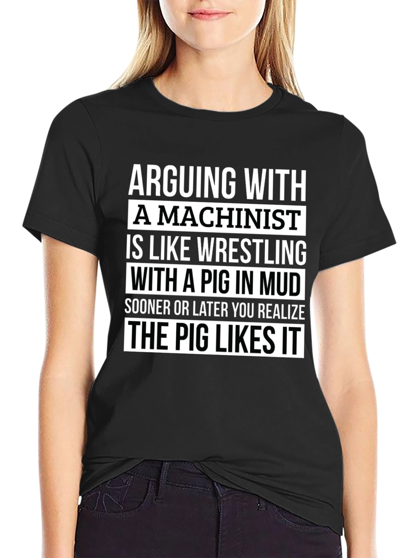 Machinist Pig in Mud T-Shirt - Funny Machining Tee