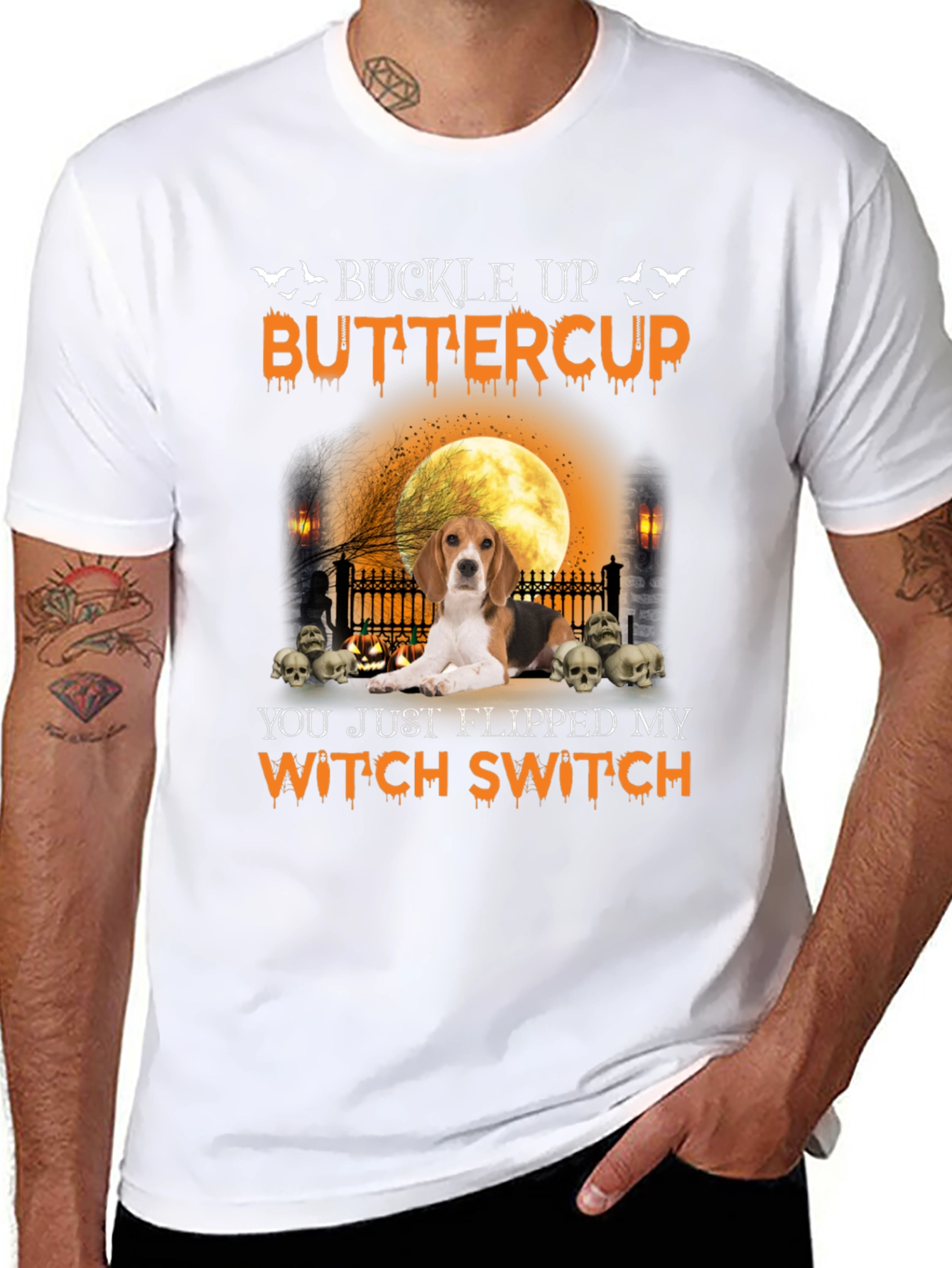 Halloween Beagle Witch Switch Graphic Tee
