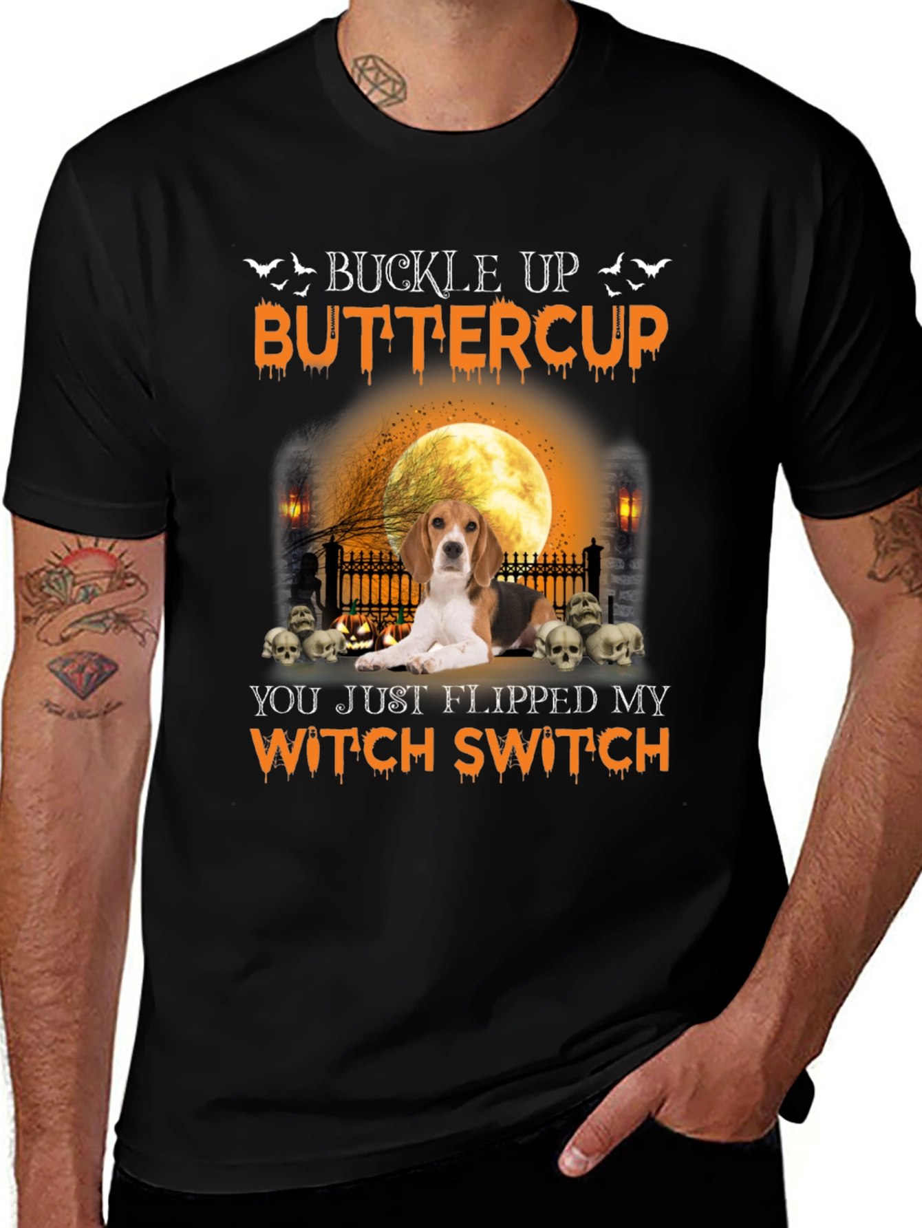 Halloween Beagle Witch Switch Graphic Tee