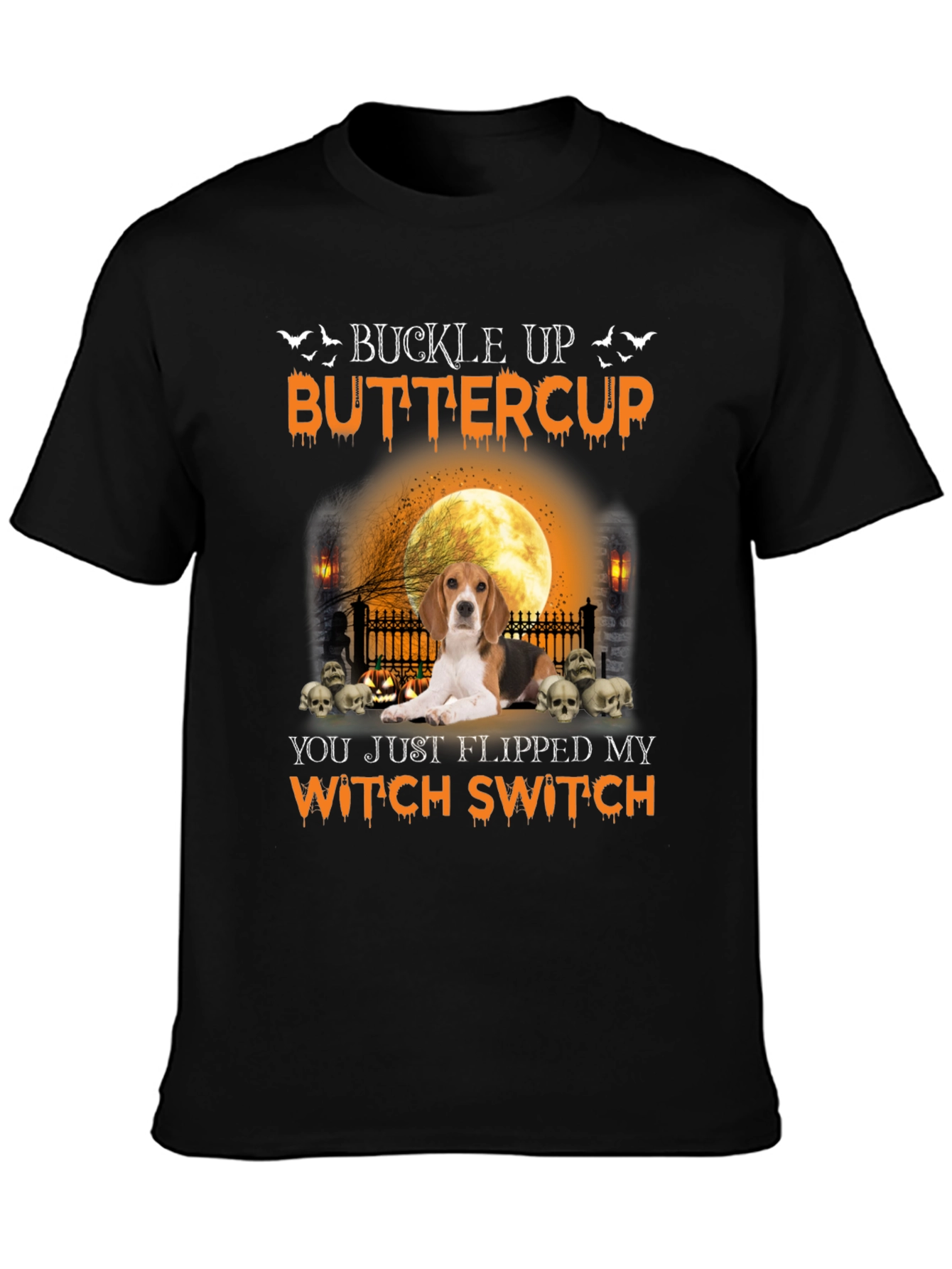 Halloween Beagle Witch Switch Graphic Tee