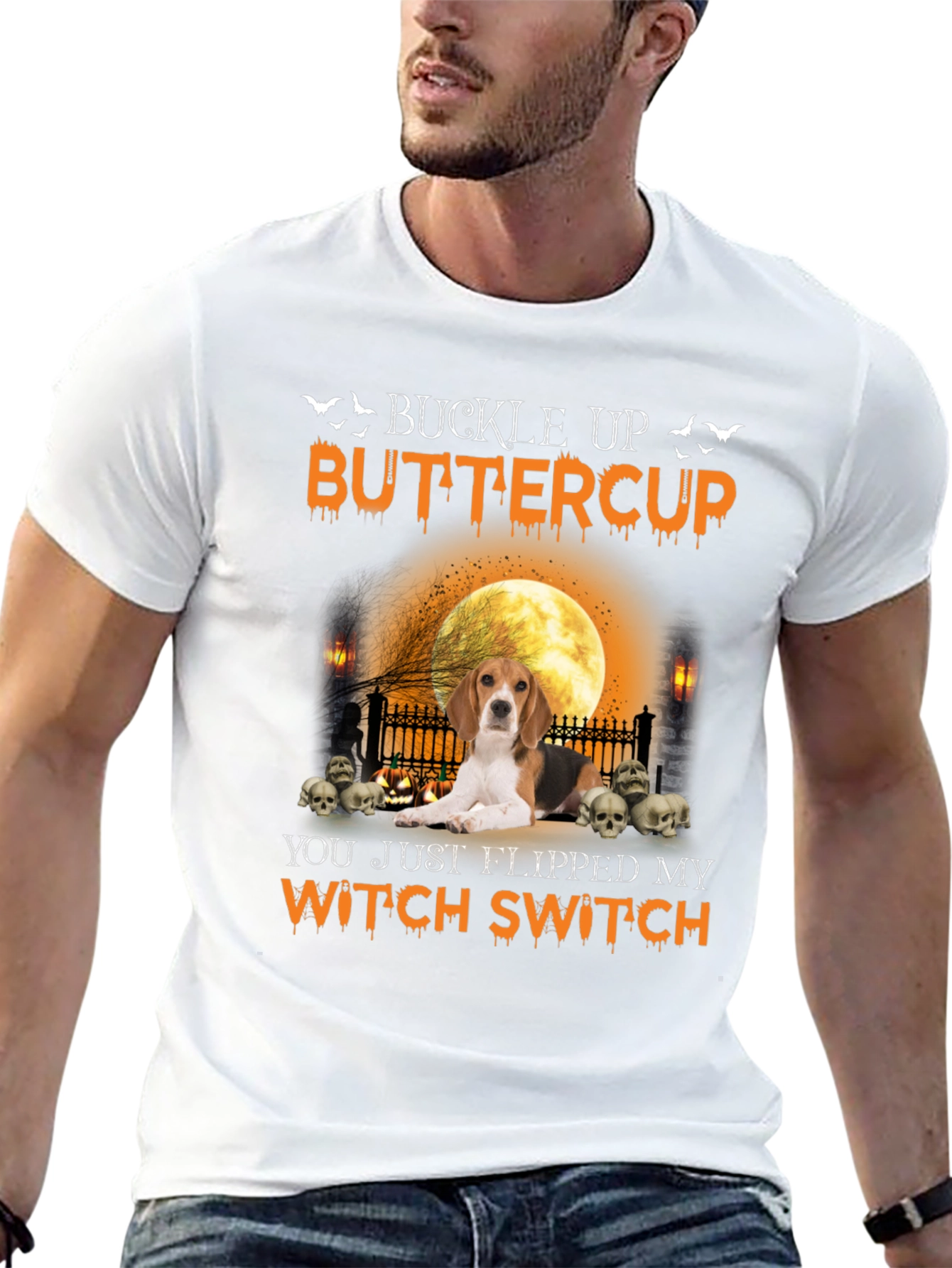 Halloween Beagle Witch Switch Graphic Tee