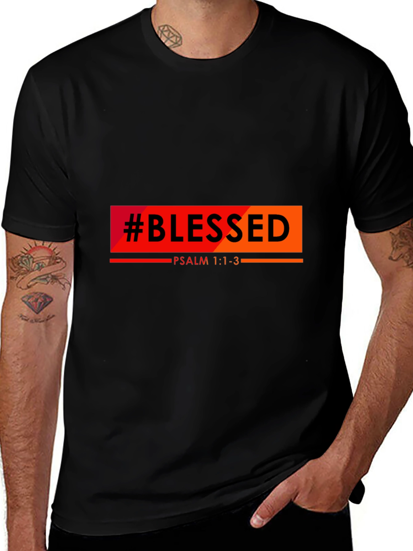 #Blessed Psalm 1:1-3 Graphic Black Tee