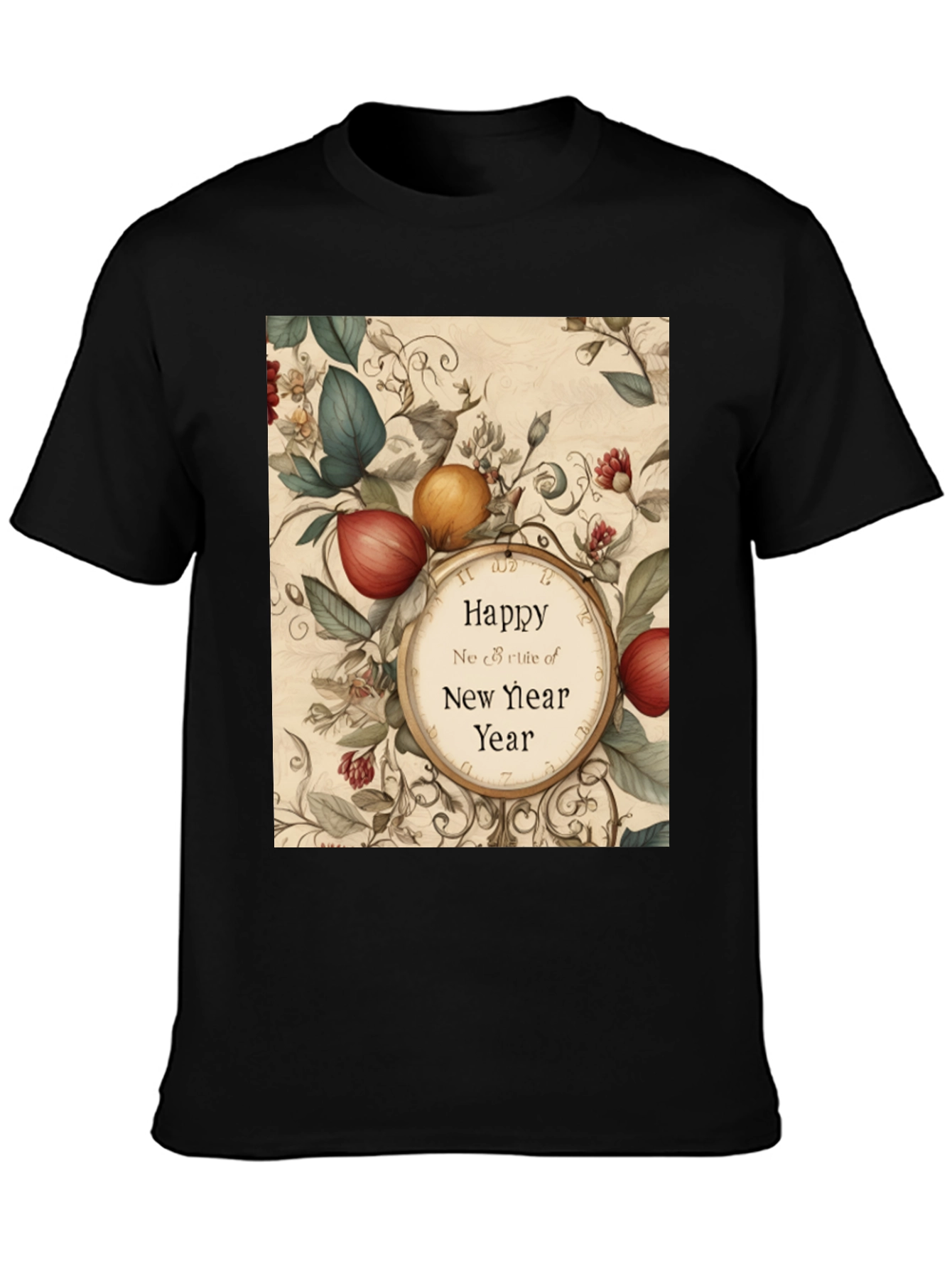 Festive New Year Botanical Clock T-Shirt