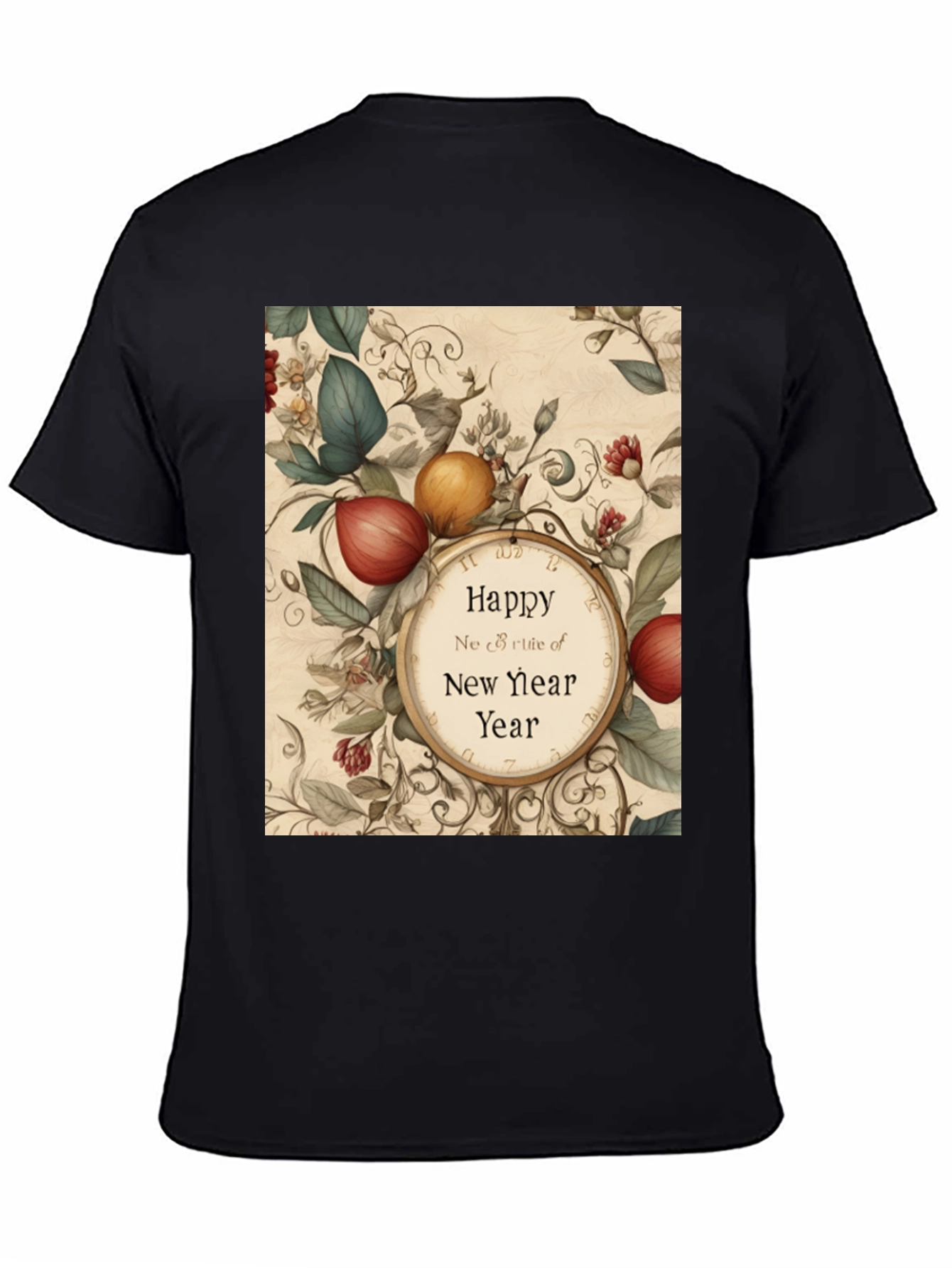 Festive New Year Botanical Clock T-Shirt