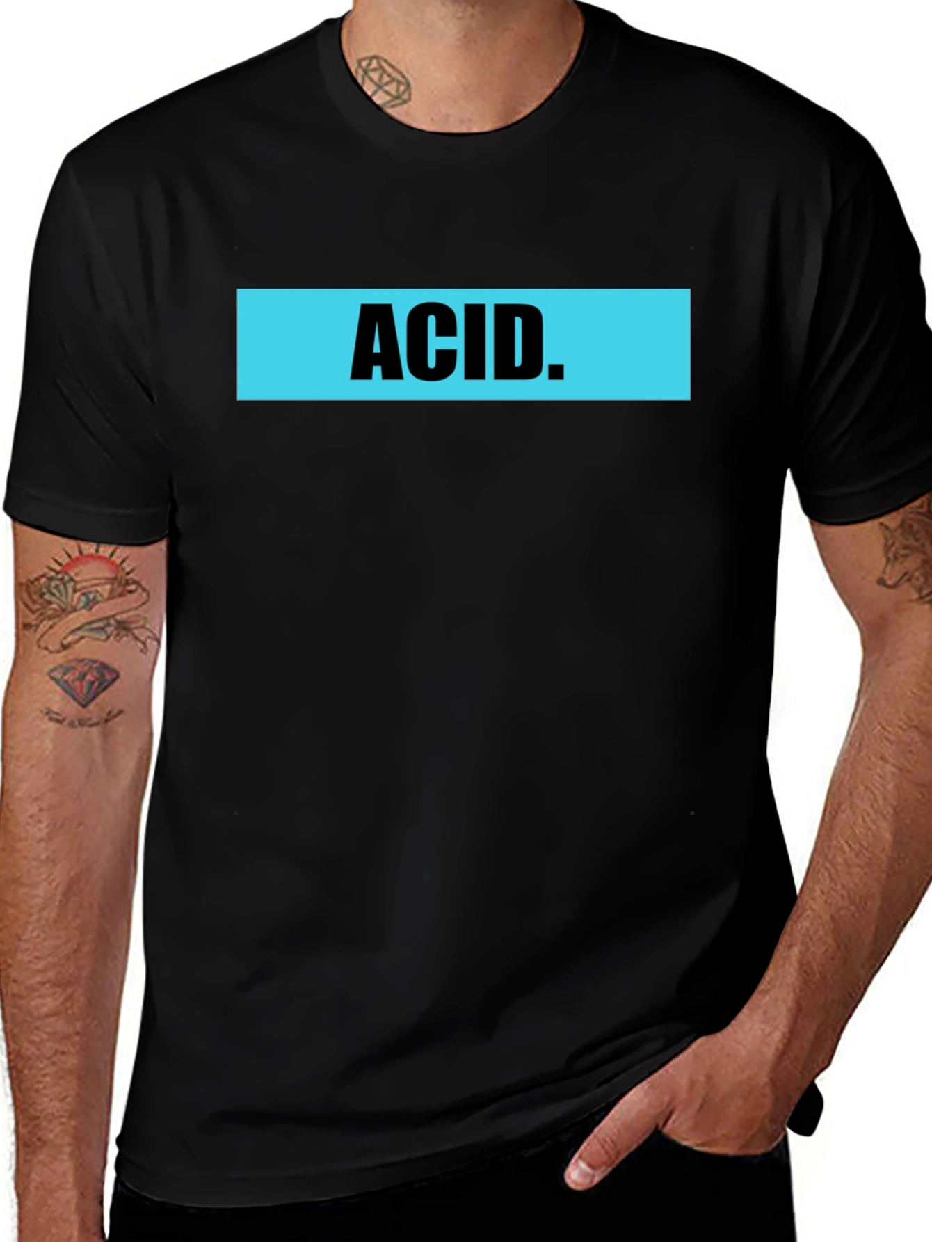 Acid Graphic Print Mens Black T-Shirt