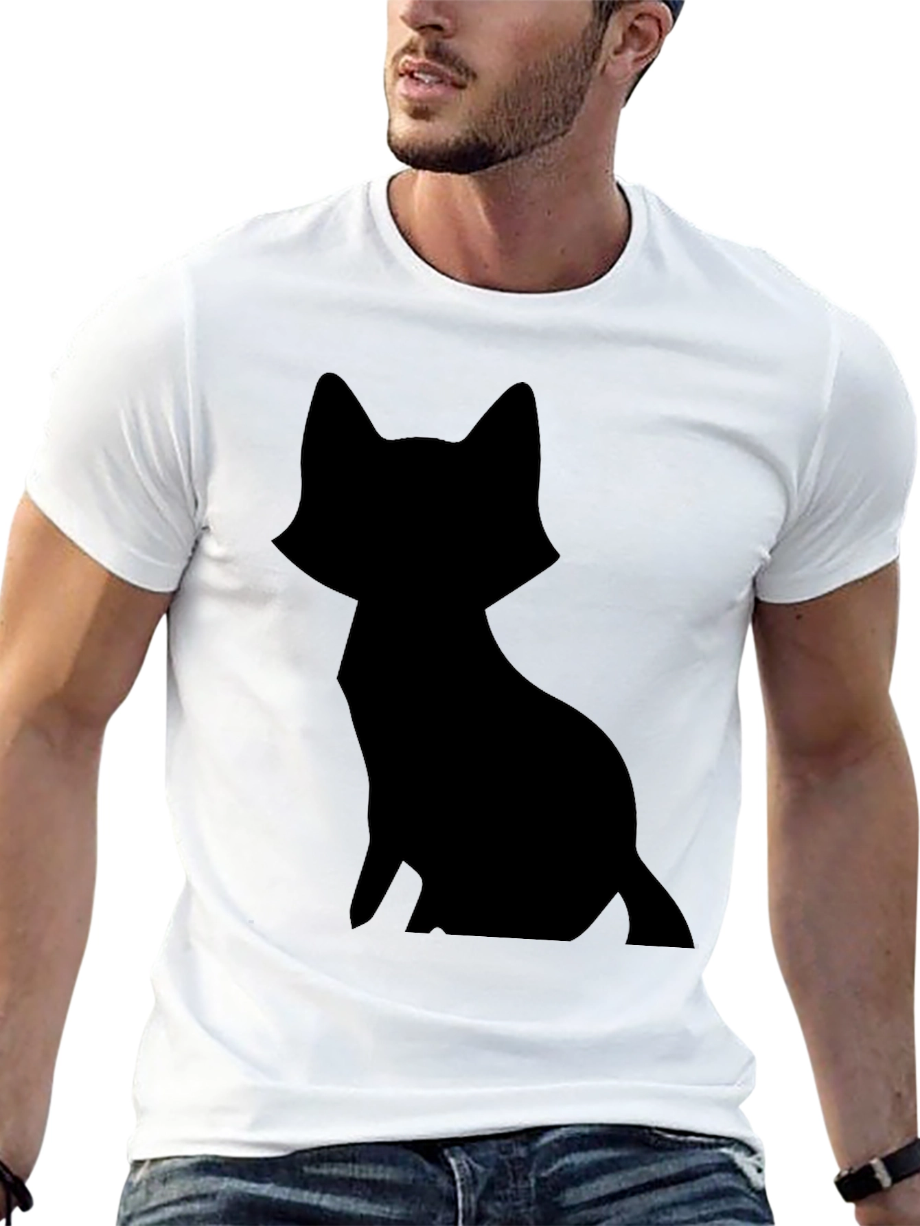 Black Cat Silhouette T-Shirt - Minimalist Design