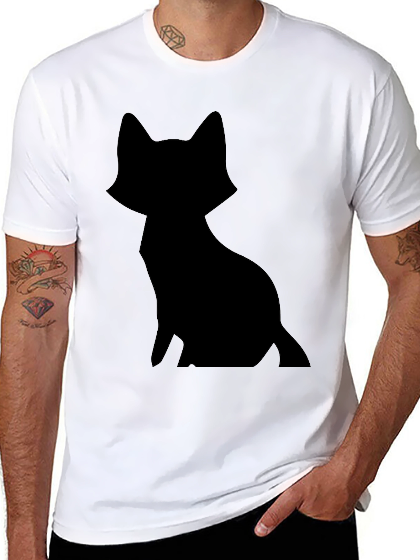 Black Cat Silhouette T-Shirt - Minimalist Design