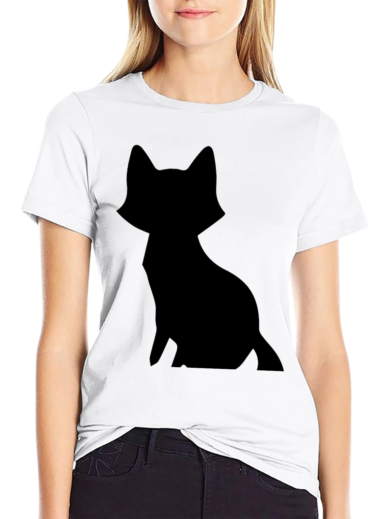 Black Cat Silhouette T-Shirt - Minimalist Design