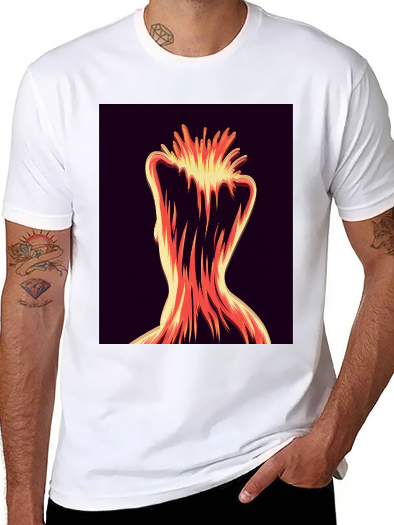 Abstract Fiery Figure Tee - Bold Graphic Print