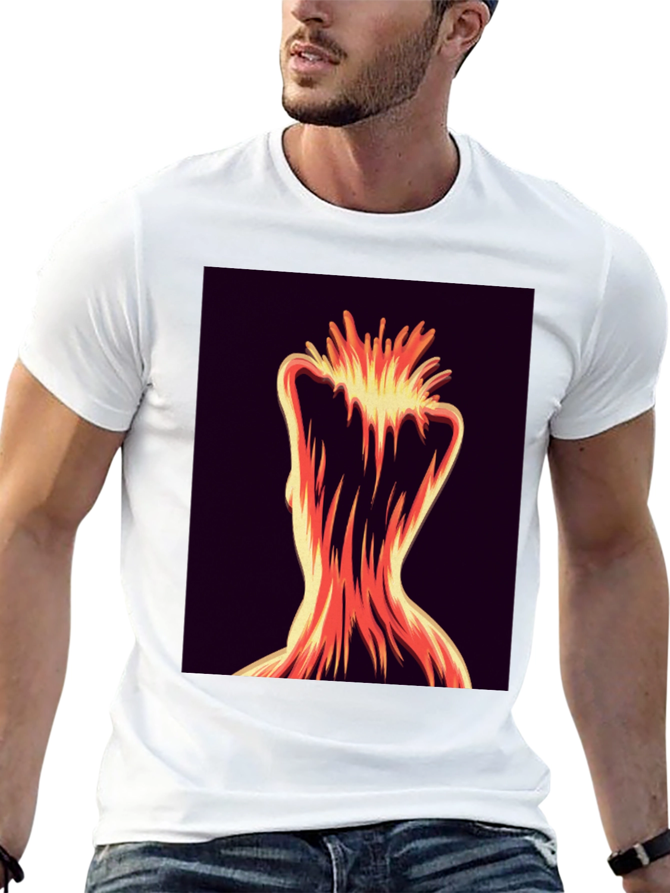 Abstract Fiery Figure Tee - Bold Graphic Print
