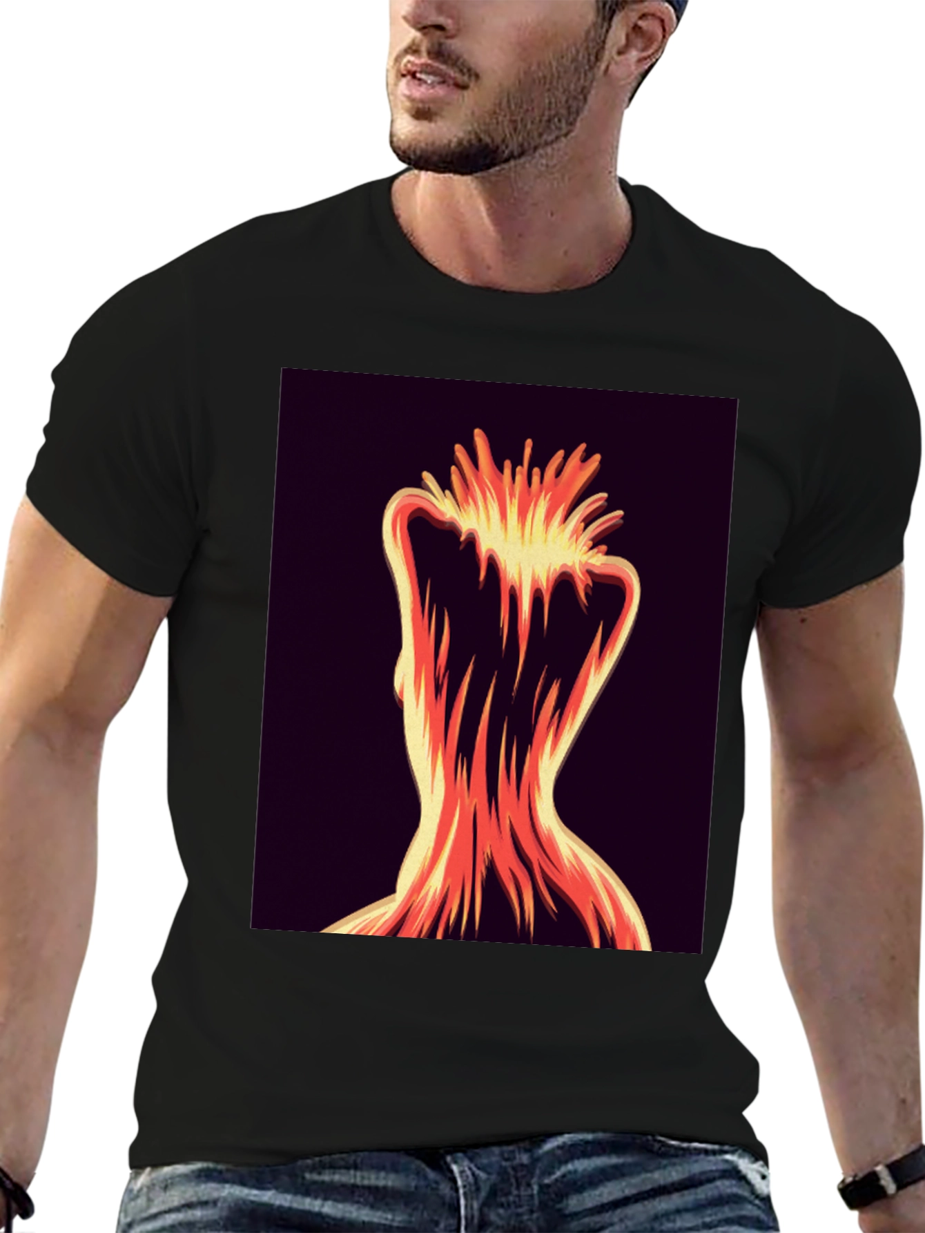 Abstract Fiery Figure Tee - Bold Graphic Print