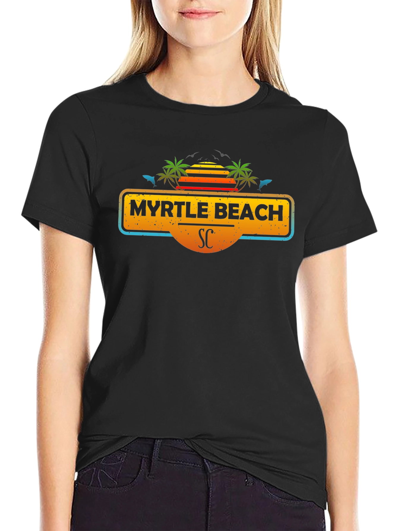 Myrtle Beach SC Black Graphic Tee