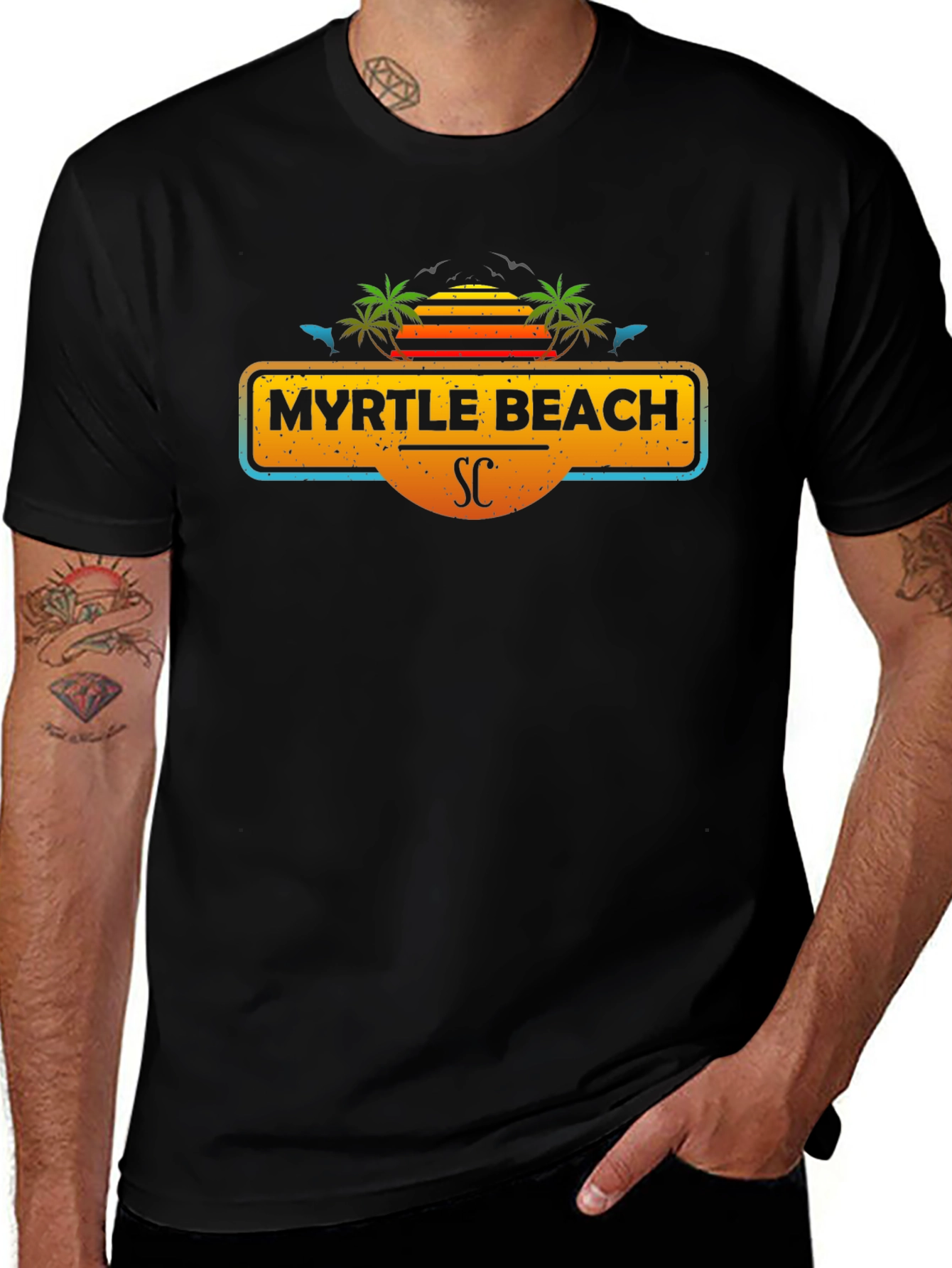 Myrtle Beach SC Black Graphic Tee