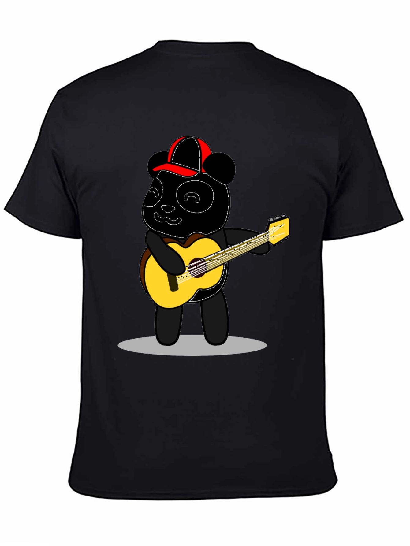 Panda Guitar Player Graphic T-Shirt - Black
