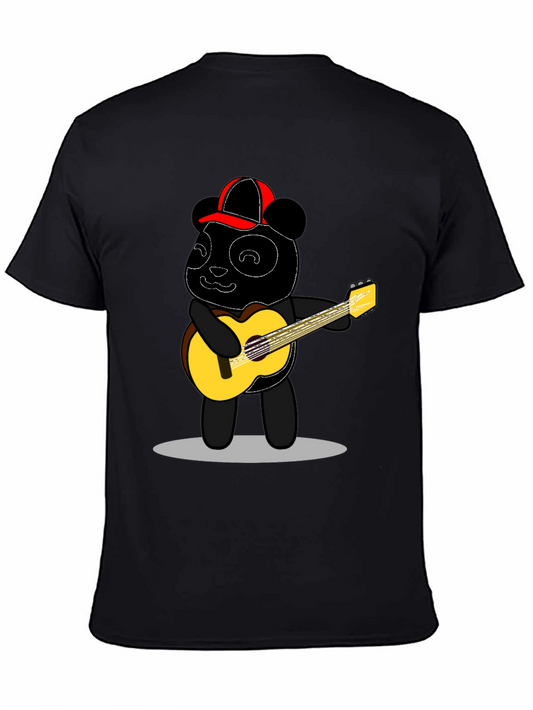 Panda Guitar Player Graphic T-Shirt - Black