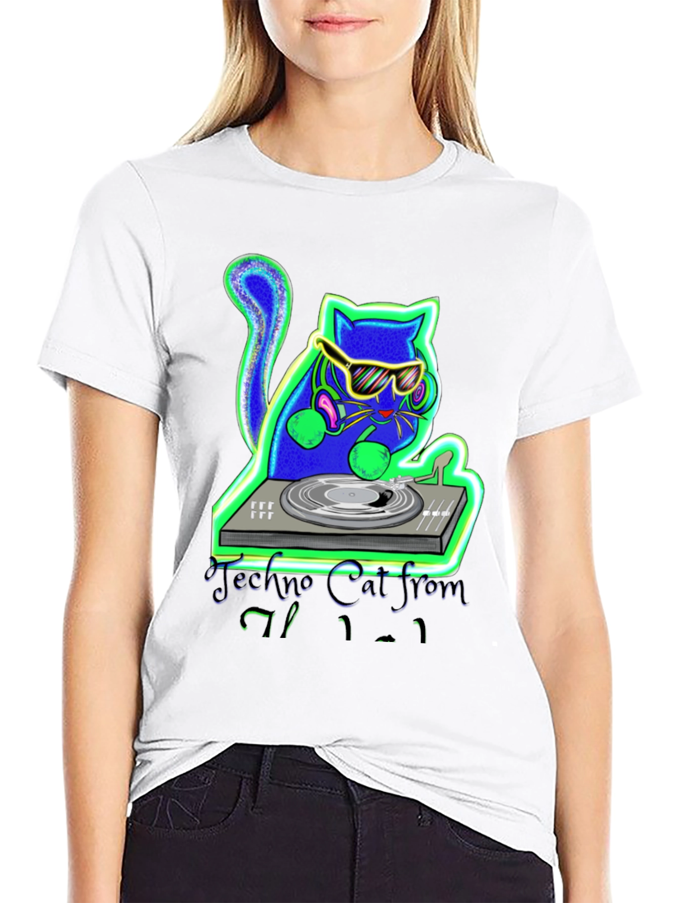 Techno Cat DJ Graphic T-Shirt
