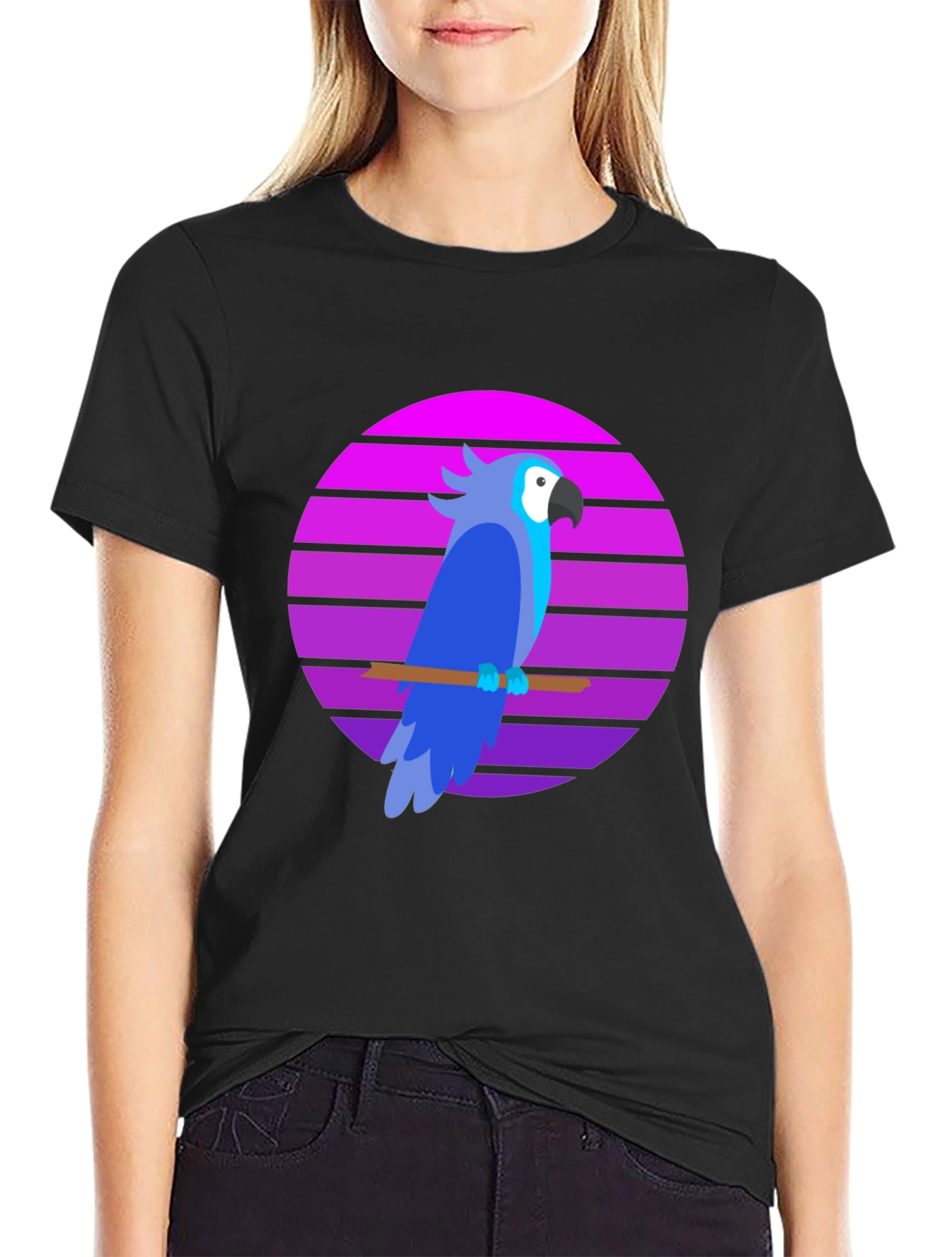 Retro Parrot Graphic Tee - Stylish Mens T-Shirt