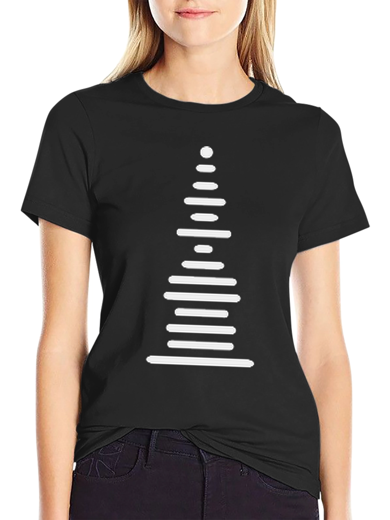 Modern Geometric Tree Graphic Tee - Black