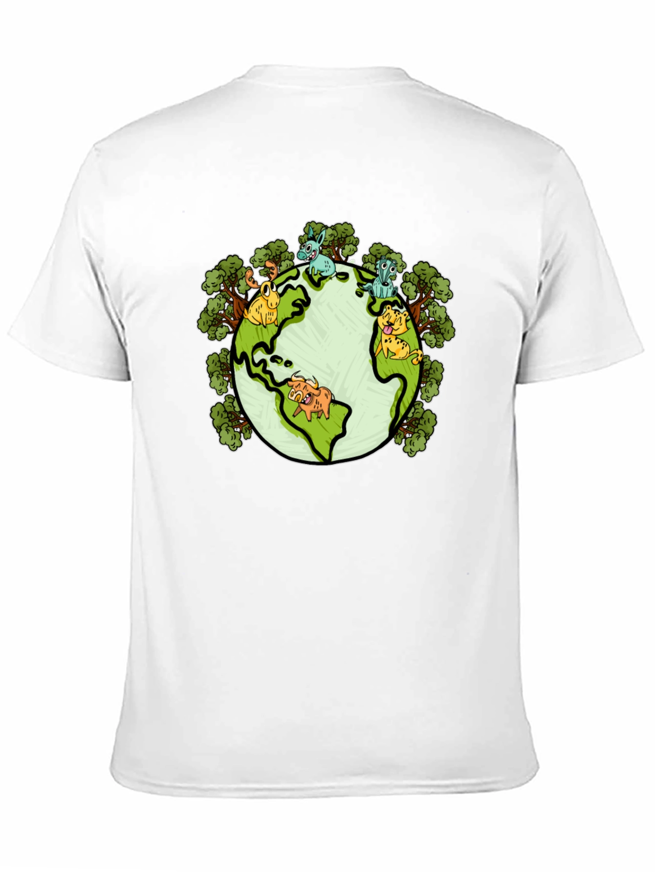 Earth Animal Cartoon Graphic Print T-Shirt