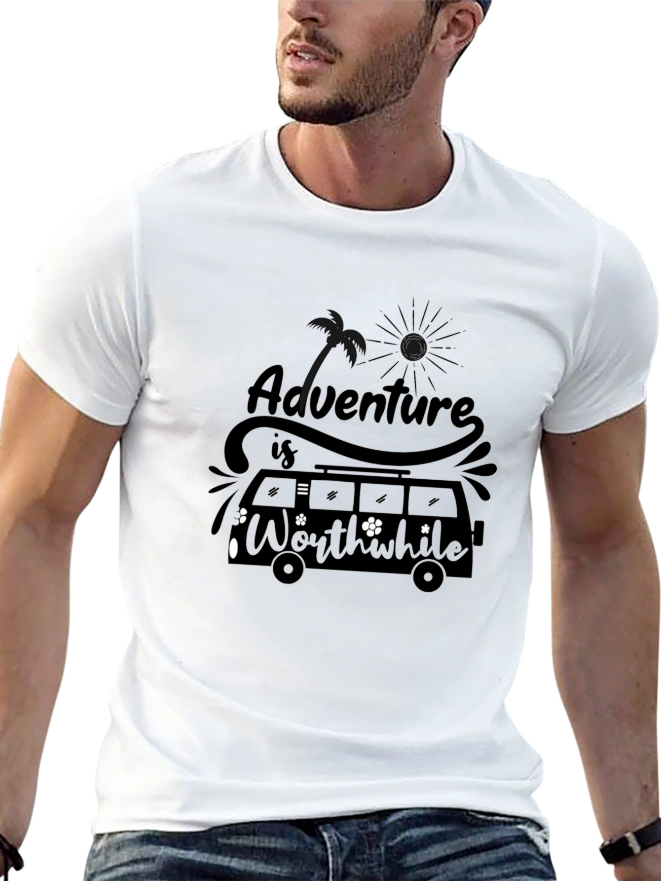 Adventure Worthwhile Graphic Tee - Stylish Black T-Shirt