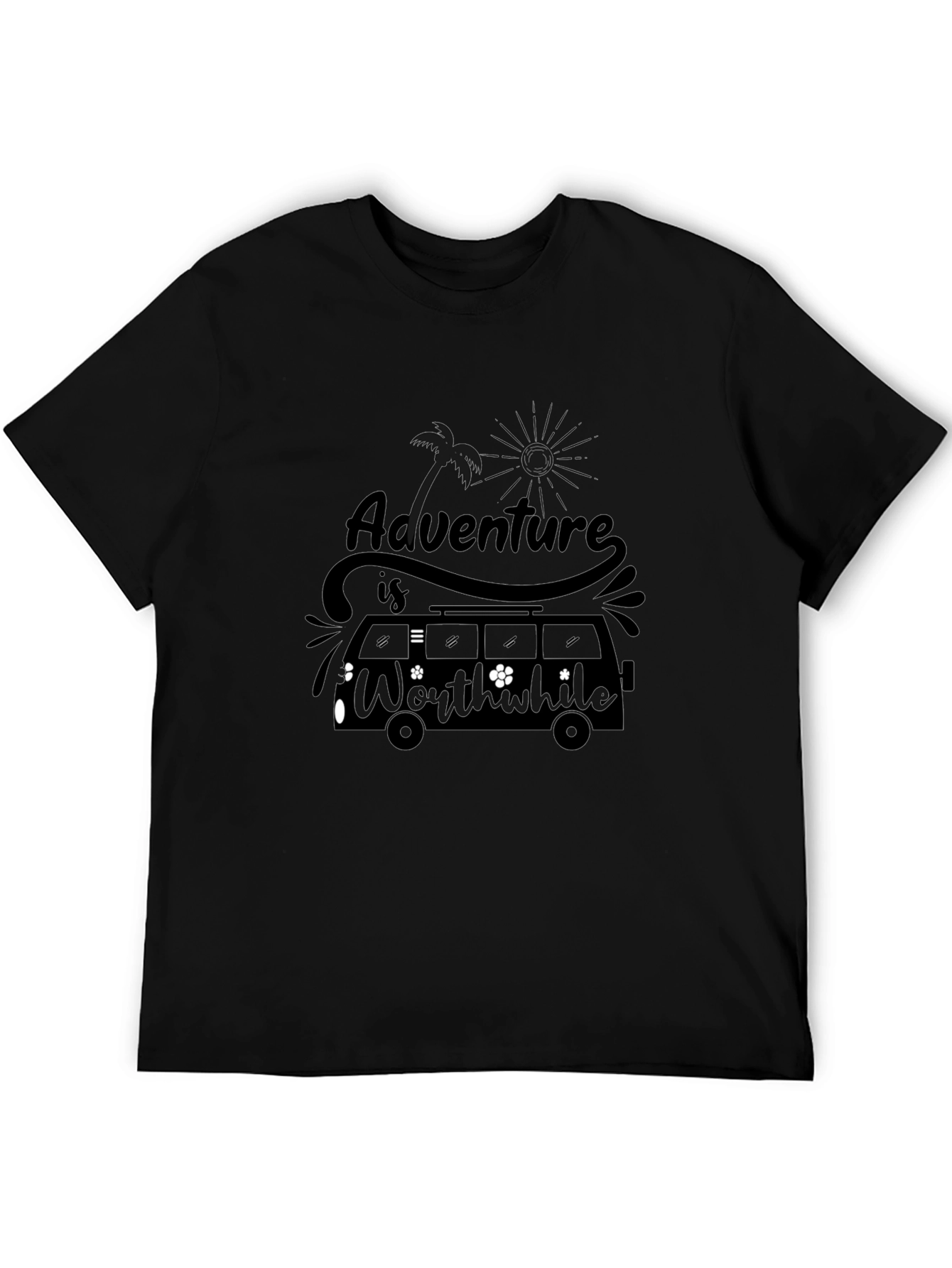 Adventure Worthwhile Graphic Tee - Stylish Black T-Shirt