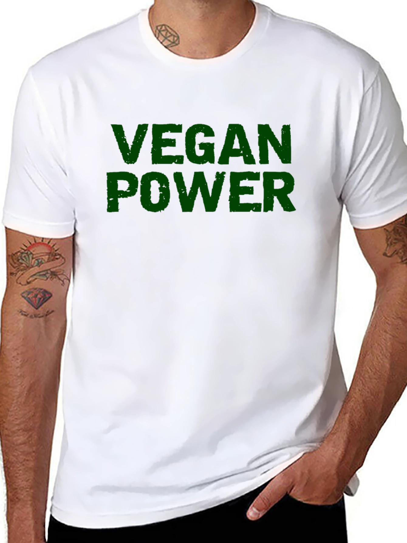 Vegan Power Graphic Tee - Black Cotton T-Shirt