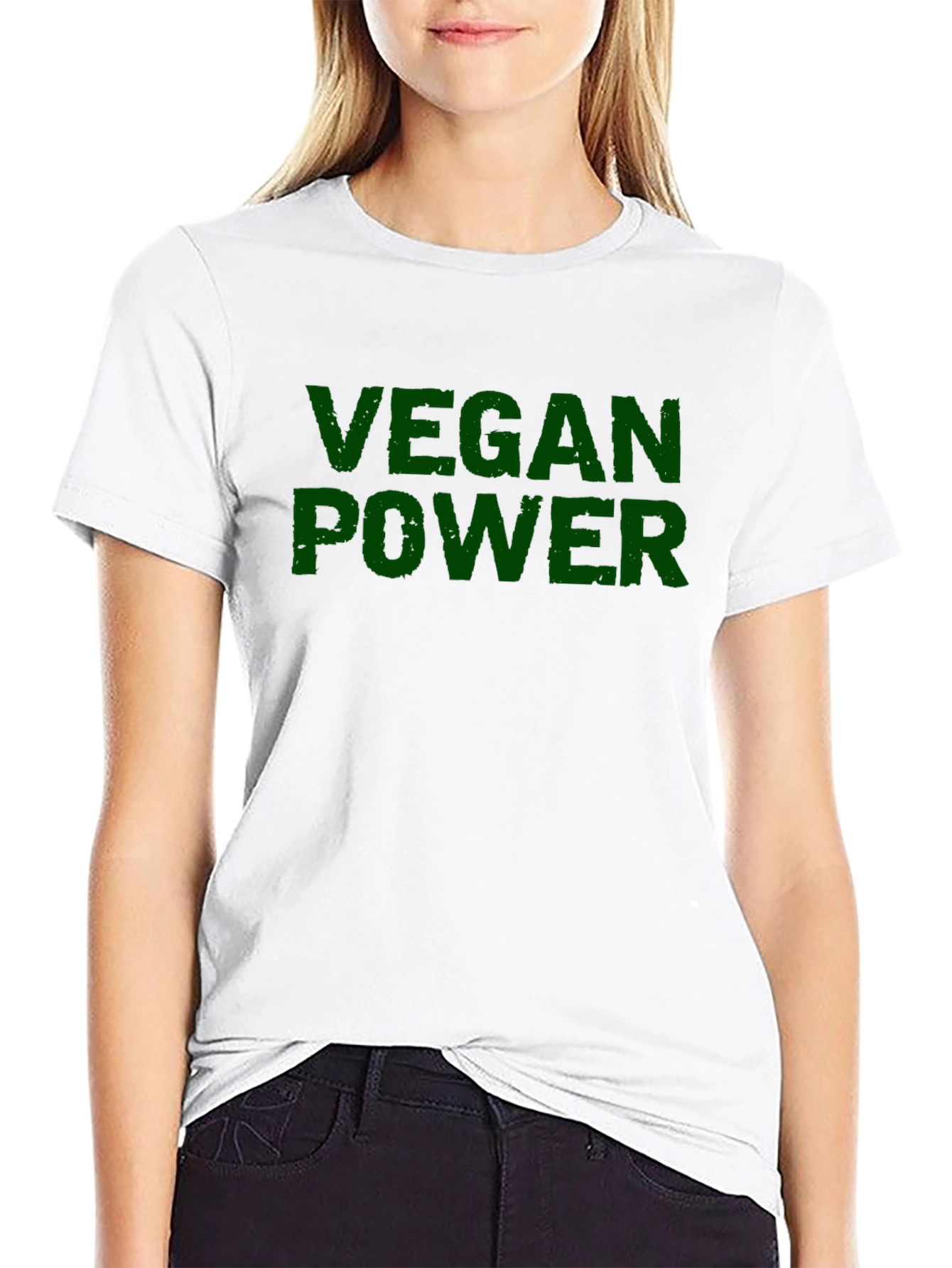 Vegan Power Graphic Tee - Black Cotton T-Shirt