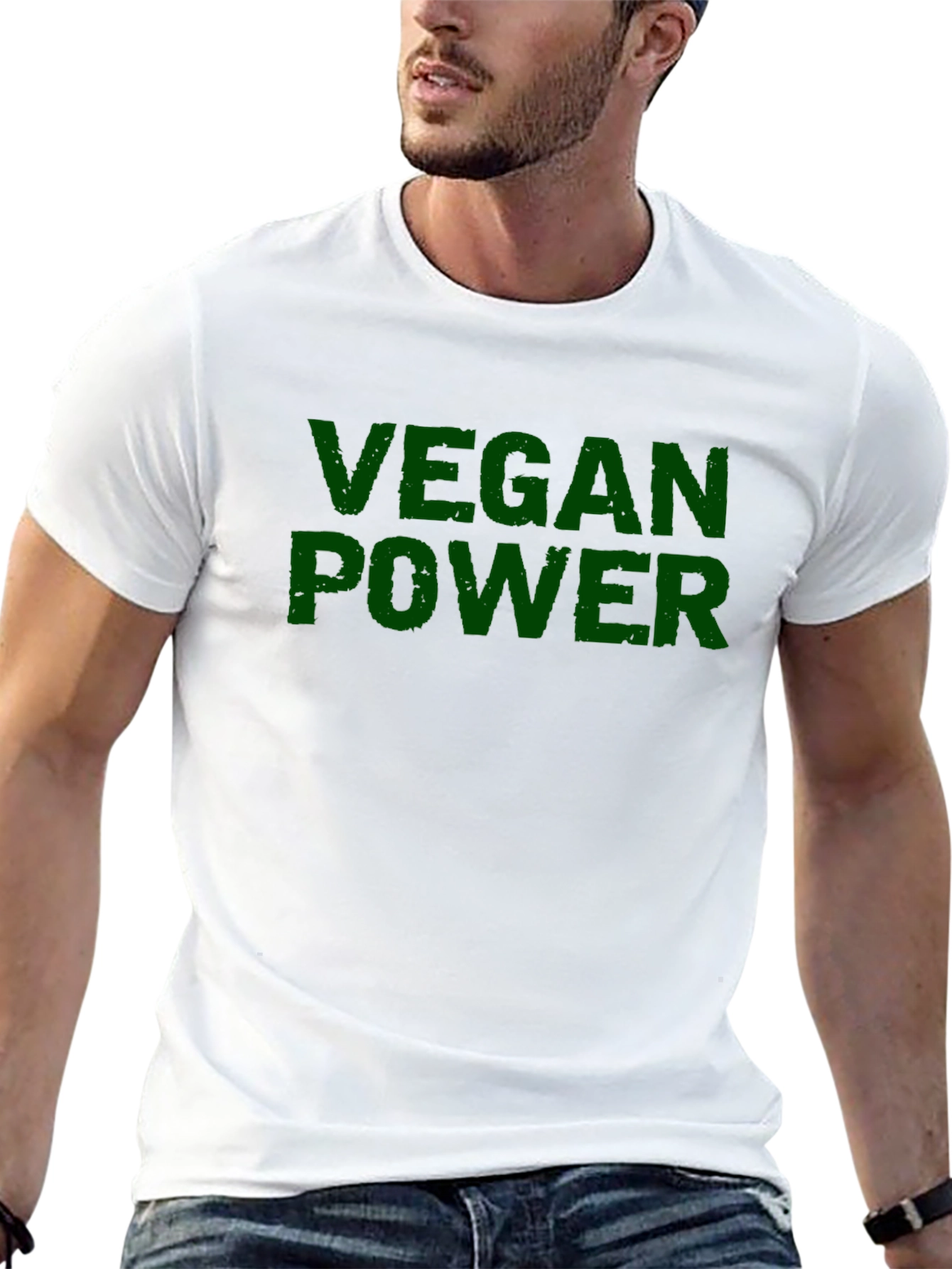 Vegan Power Graphic Tee - Black Cotton T-Shirt