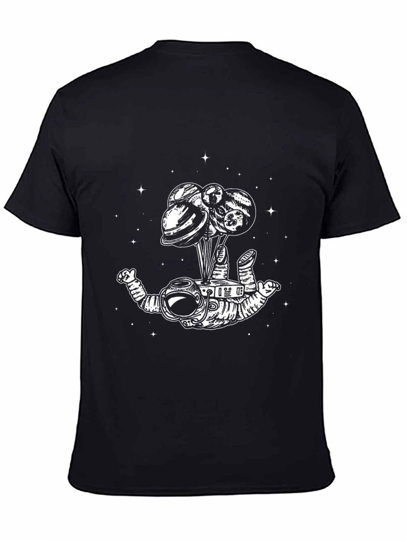 Astronaut Planets T-Shirt - Graphic Black Tee