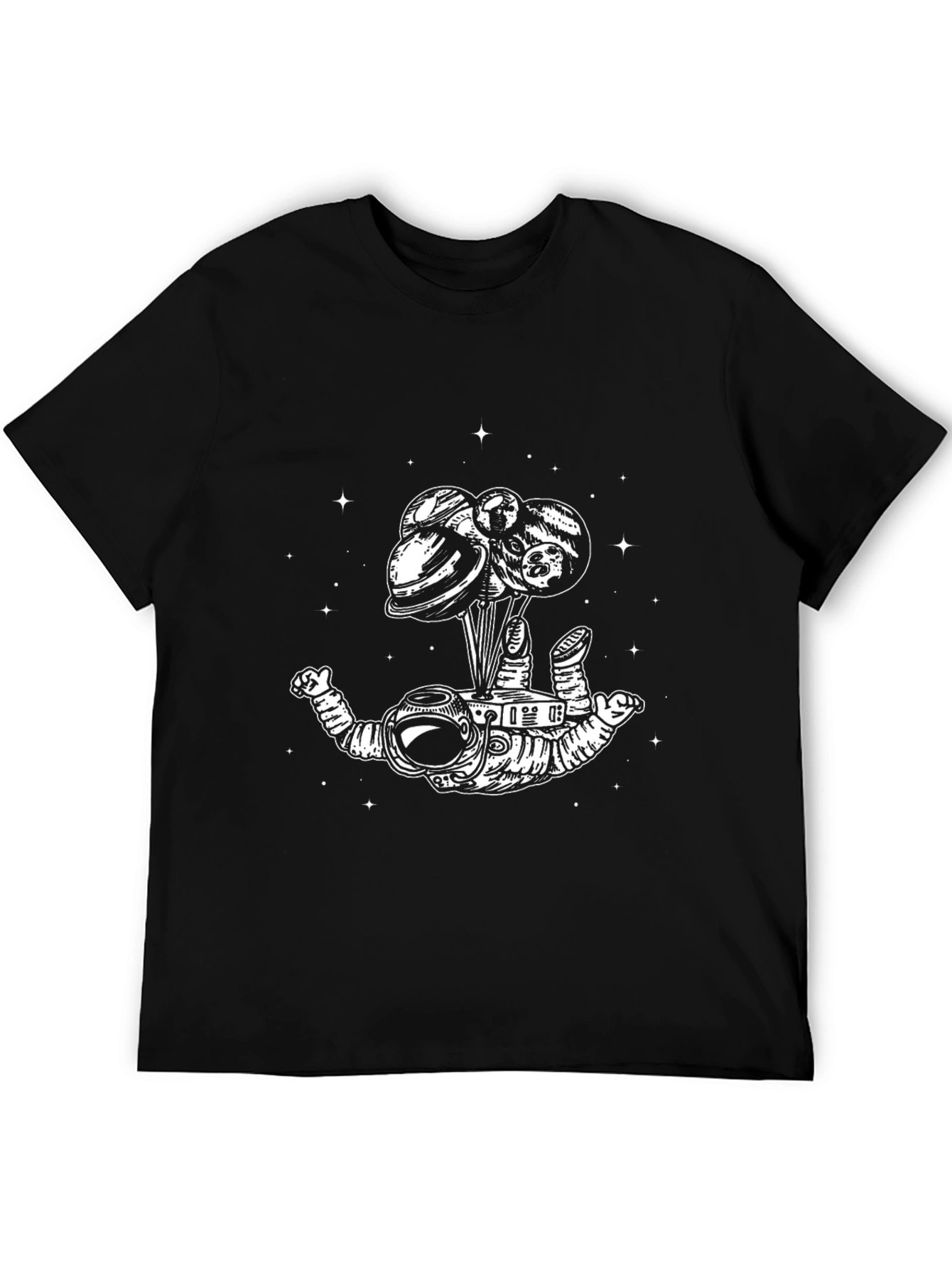 Astronaut Planets T-Shirt - Graphic Black Tee