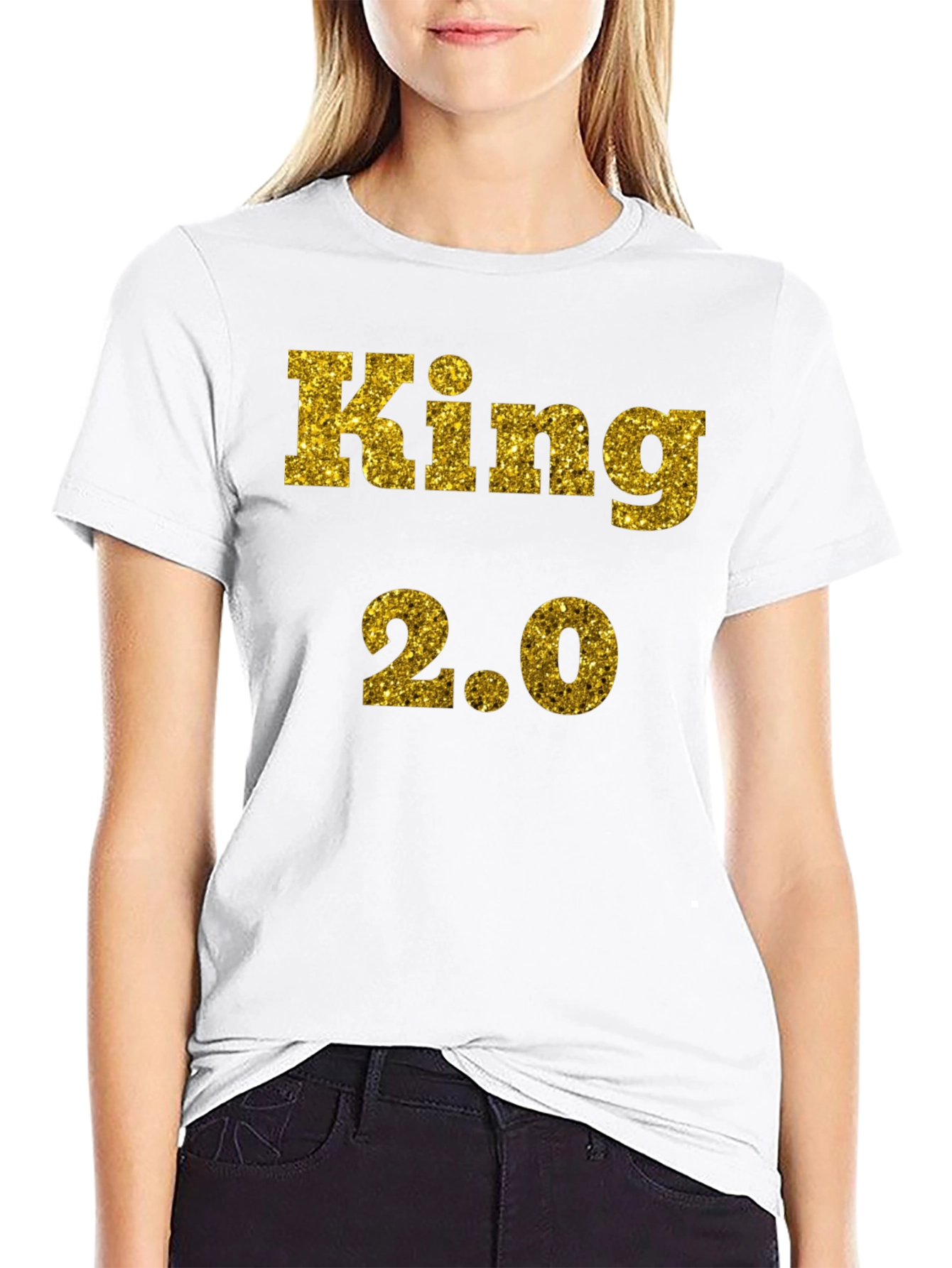 King 2.0 Glitter Print T-Shirt - Black