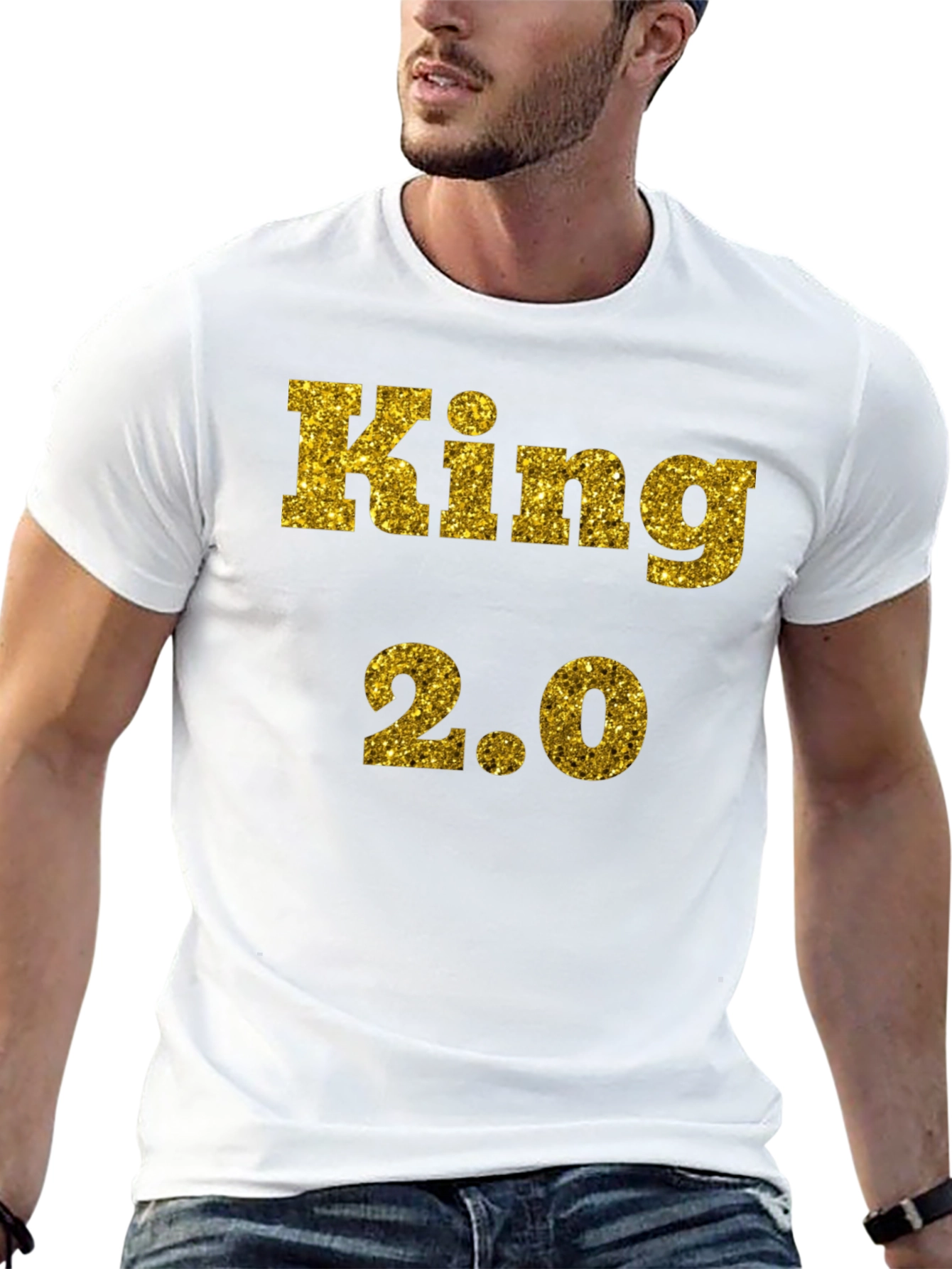 King 2.0 Glitter Print T-Shirt - Black