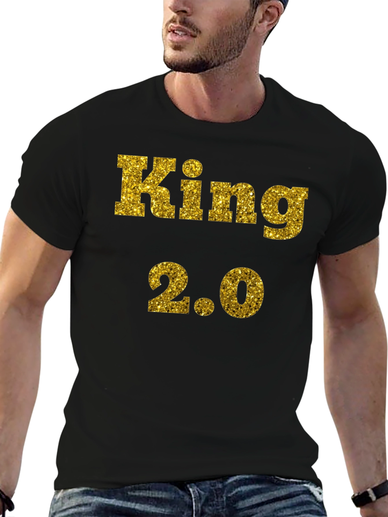 King 2.0 Glitter Print T-Shirt - Black