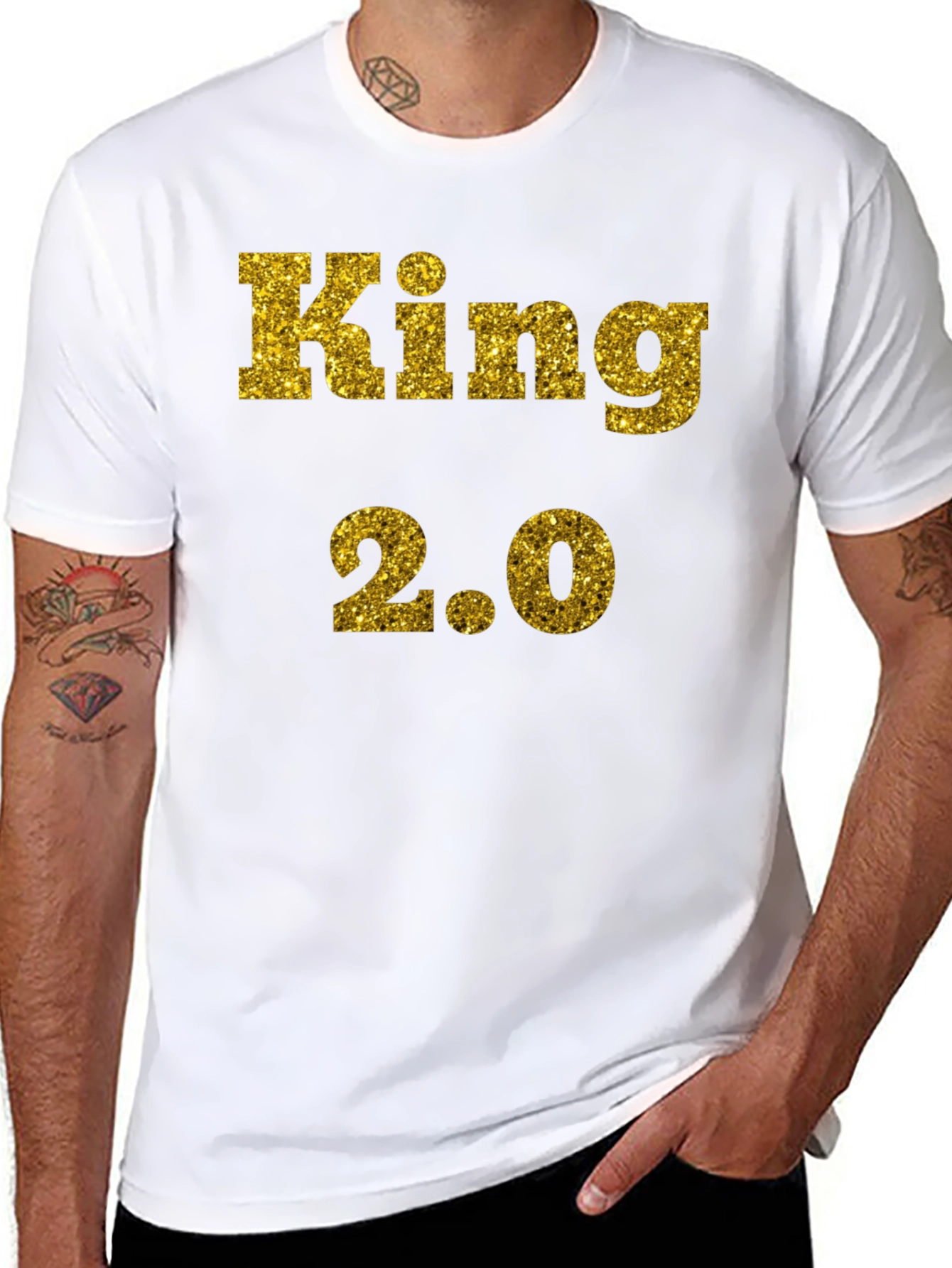 King 2.0 Glitter Print T-Shirt - Black