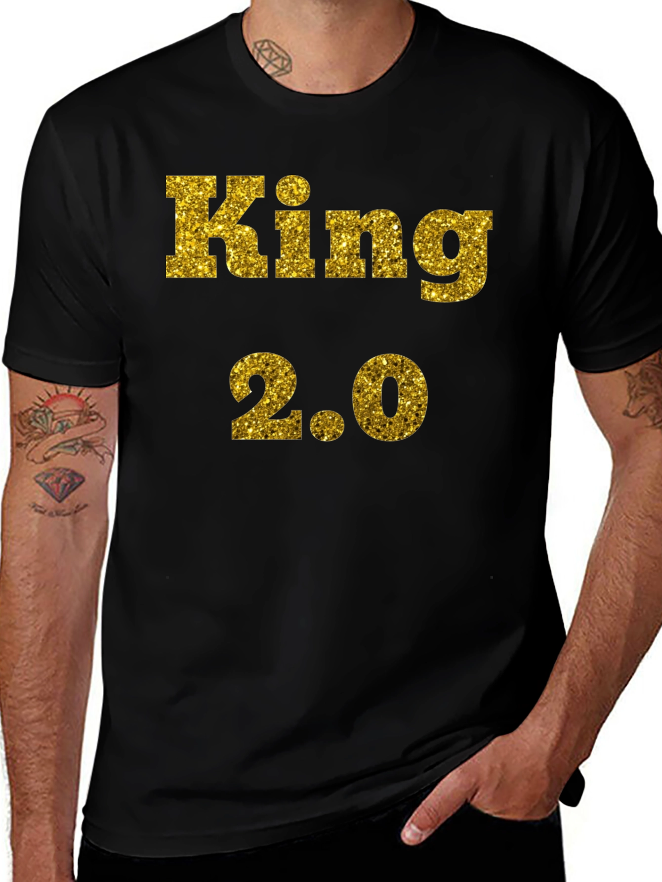 King 2.0 Glitter Print T-Shirt - Black