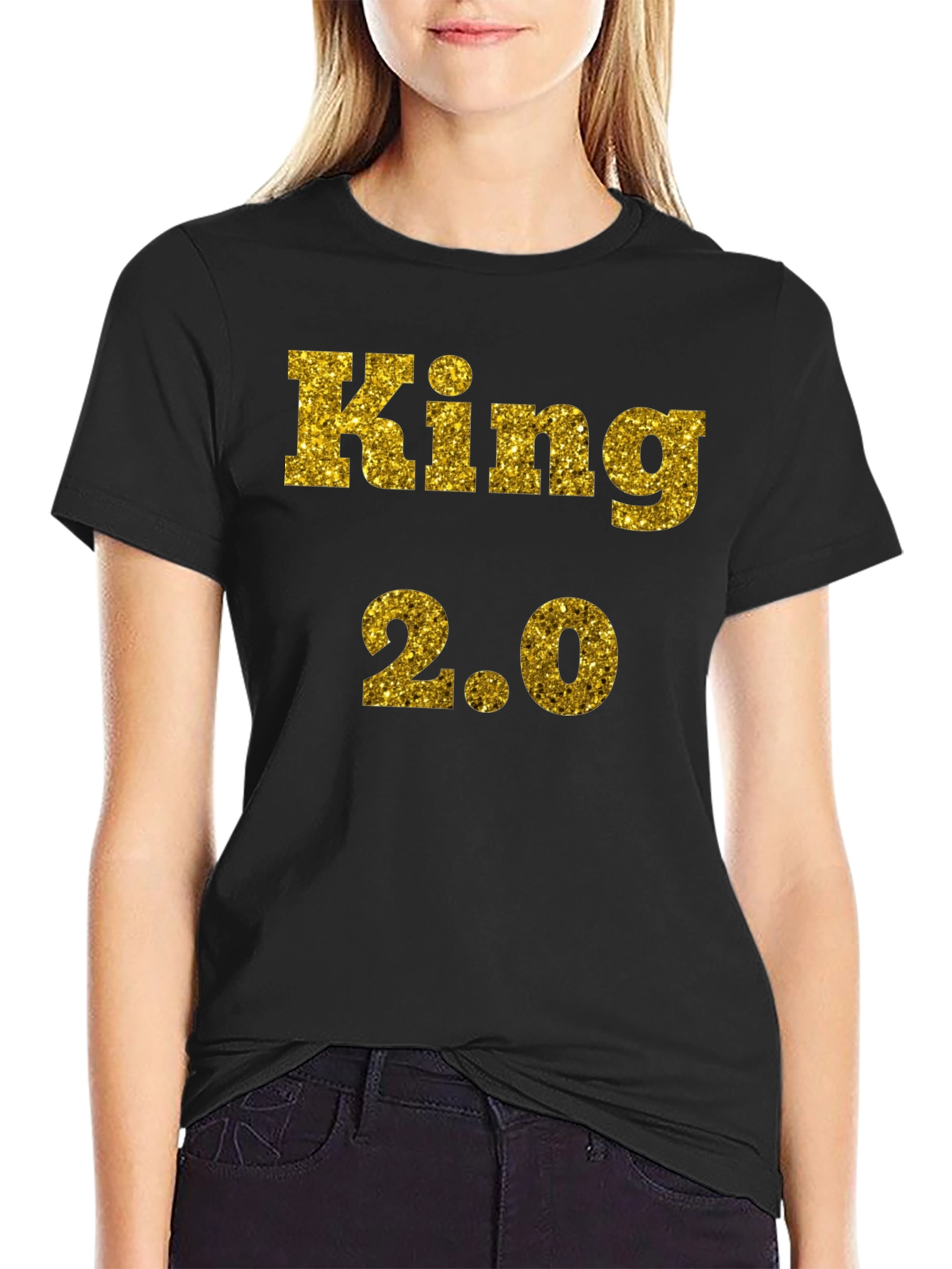 King 2.0 Glitter Print T-Shirt - Black