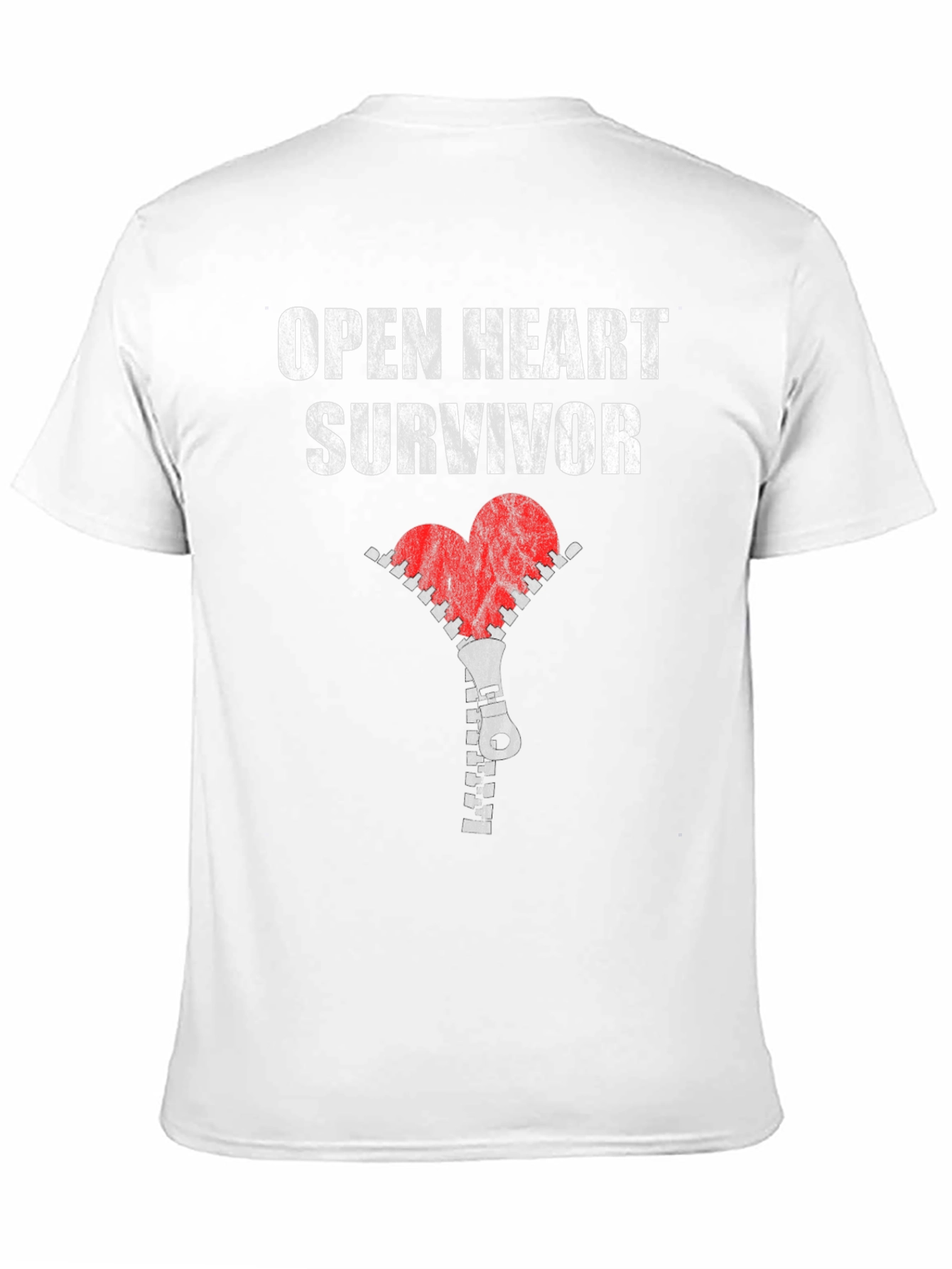 Open Heart Survivor T-Shirt with Zipper Heart Graphic
