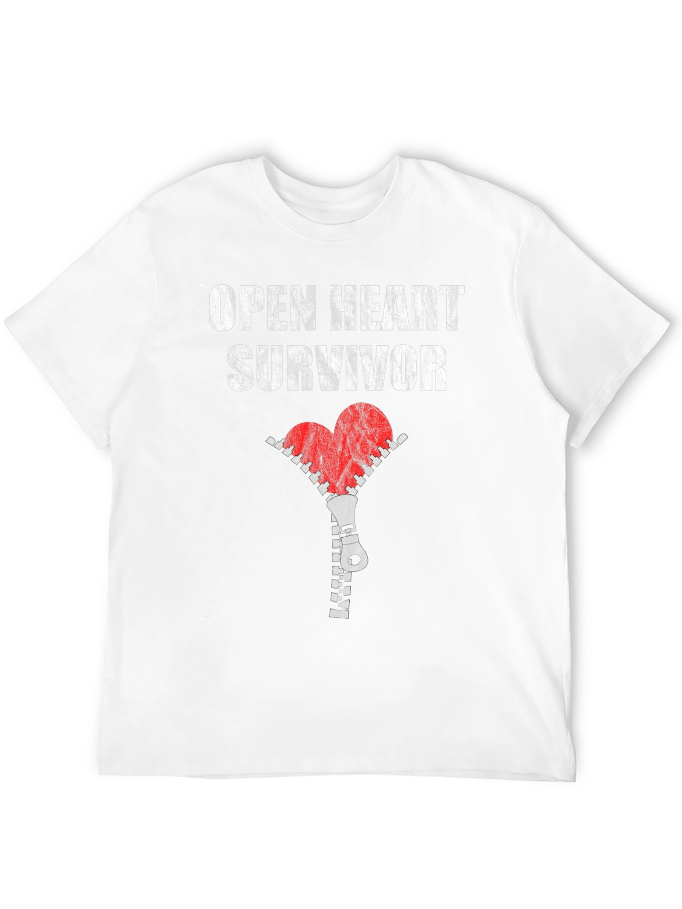Open Heart Survivor T-Shirt with Zipper Heart Graphic