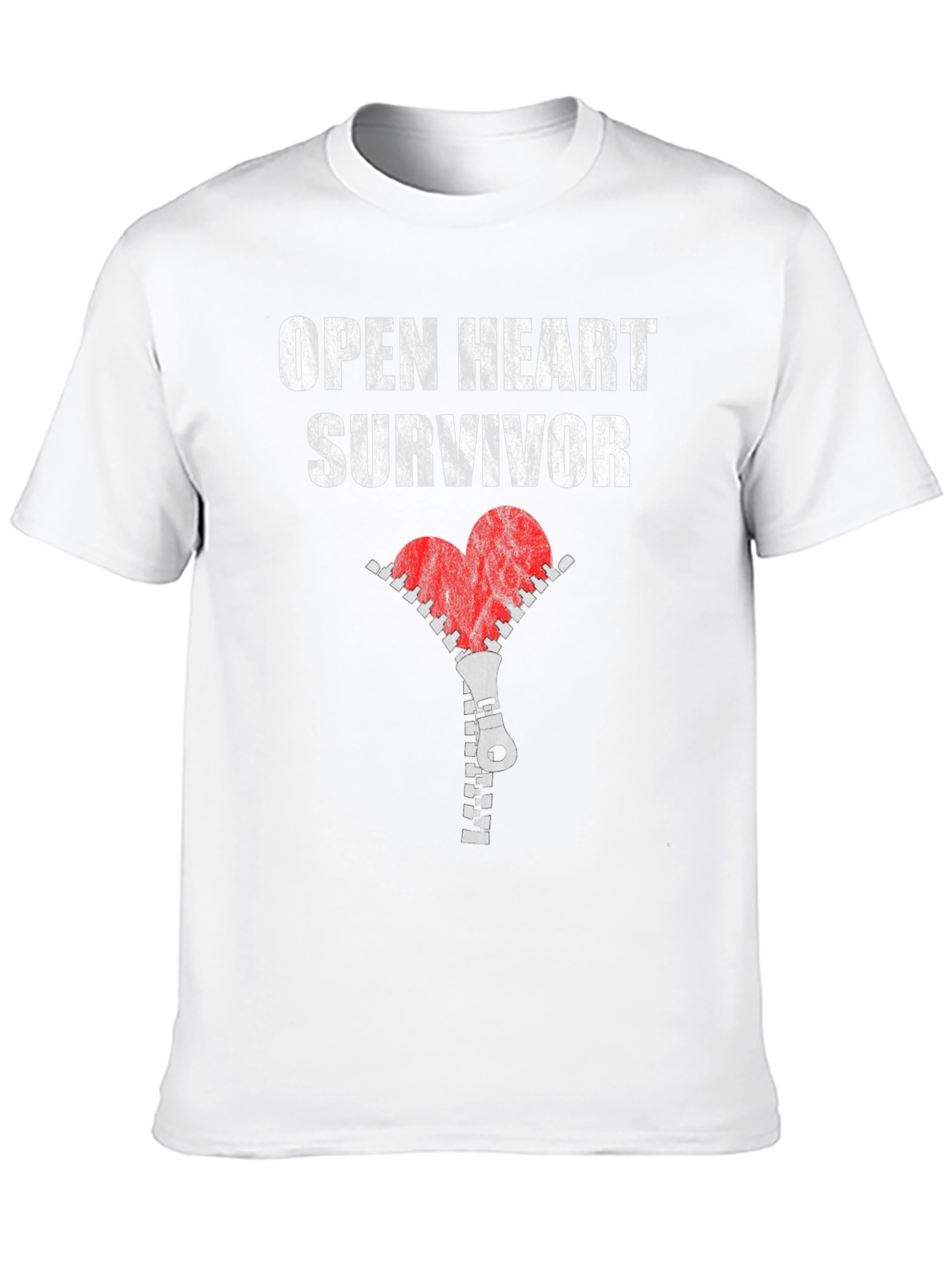 Open Heart Survivor T-Shirt with Zipper Heart Graphic