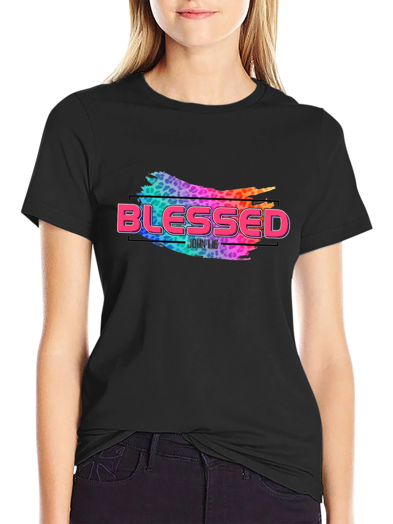 Blessed Graphic Print Black T-Shirt