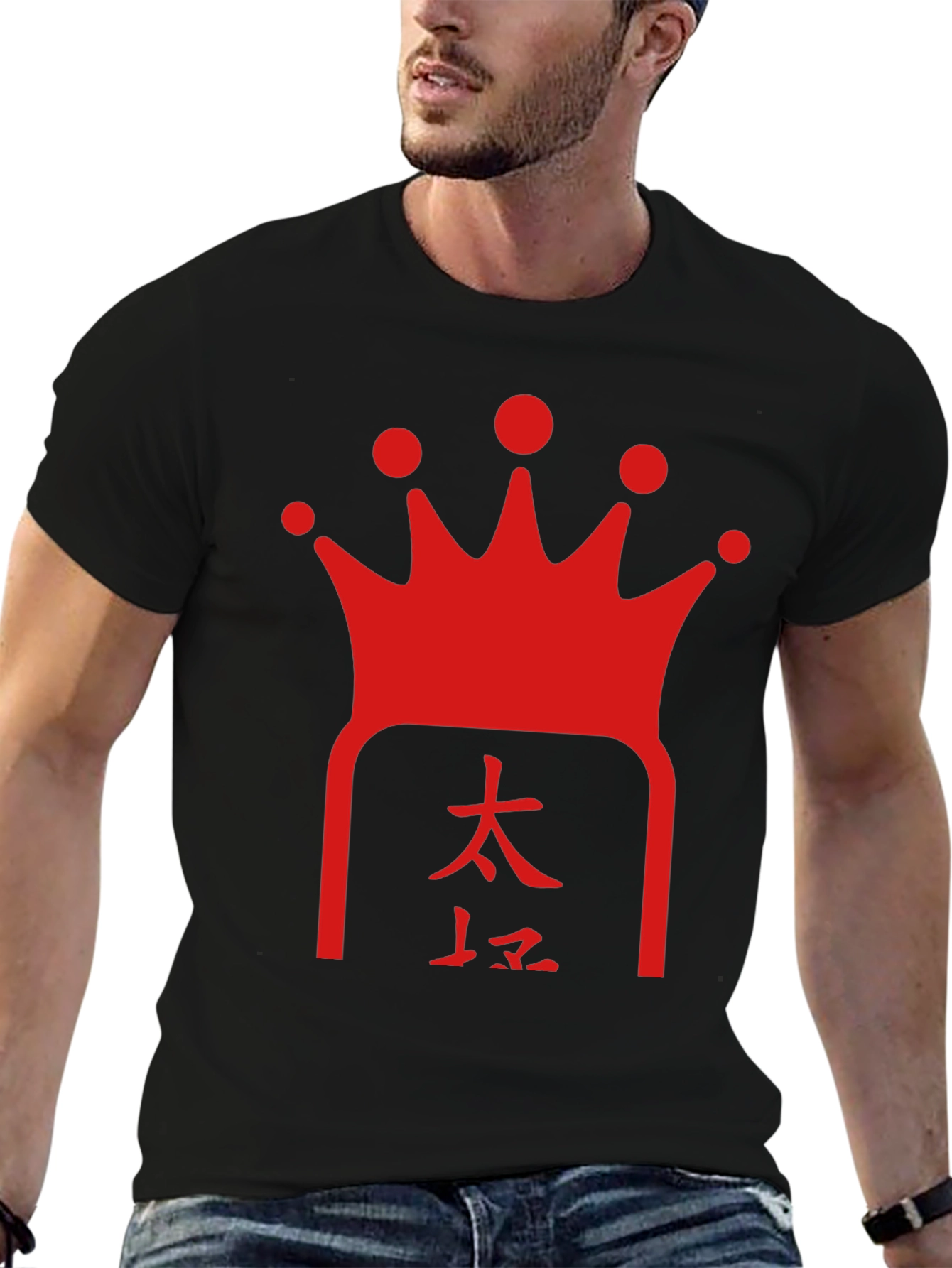 Crown & Kanji Graphic Tee - Black